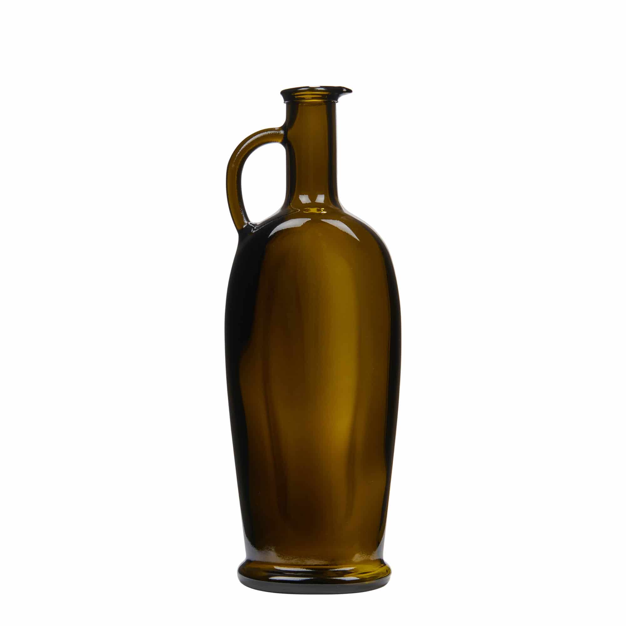 Glazen fles 'Eleganta', 500 ml, ovaal, antiekgroen, monding: kurk
