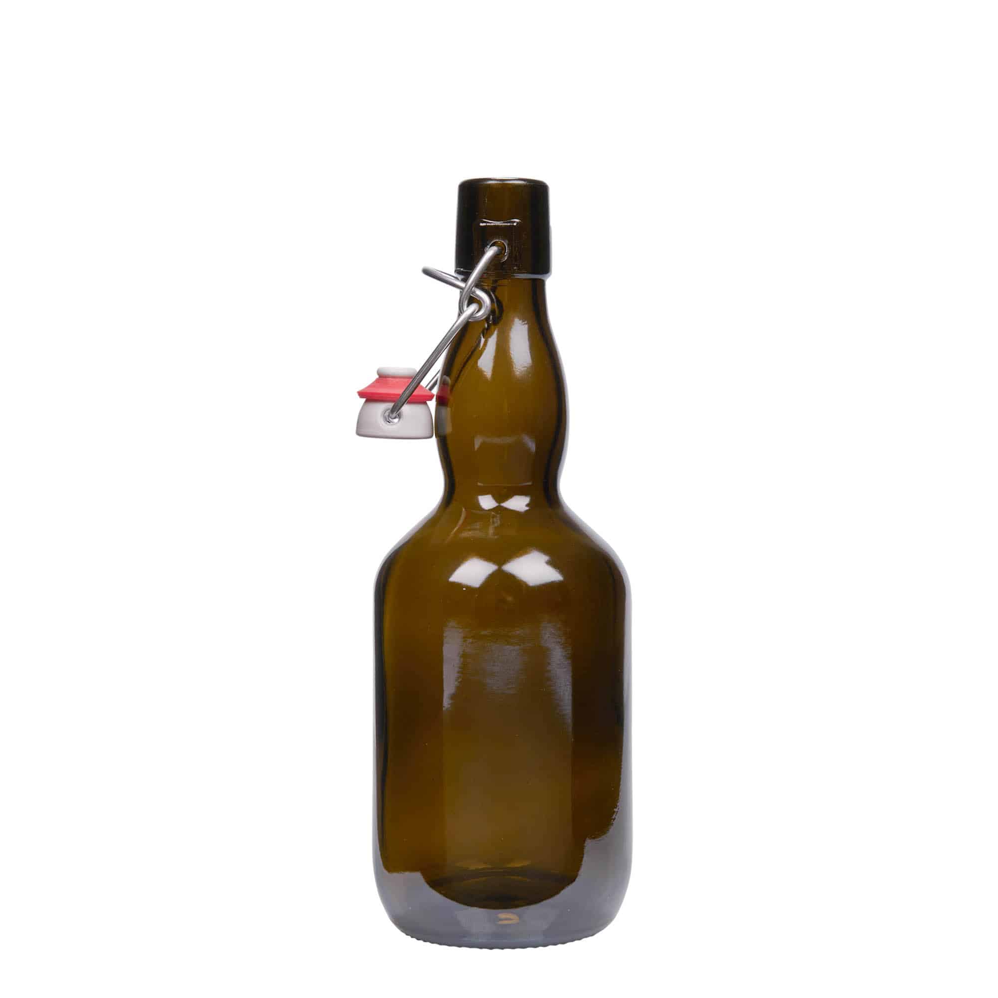 Bierflesje gewelfde hals, 500 ml, glas, antiekgroen, monding: beugelsluiting