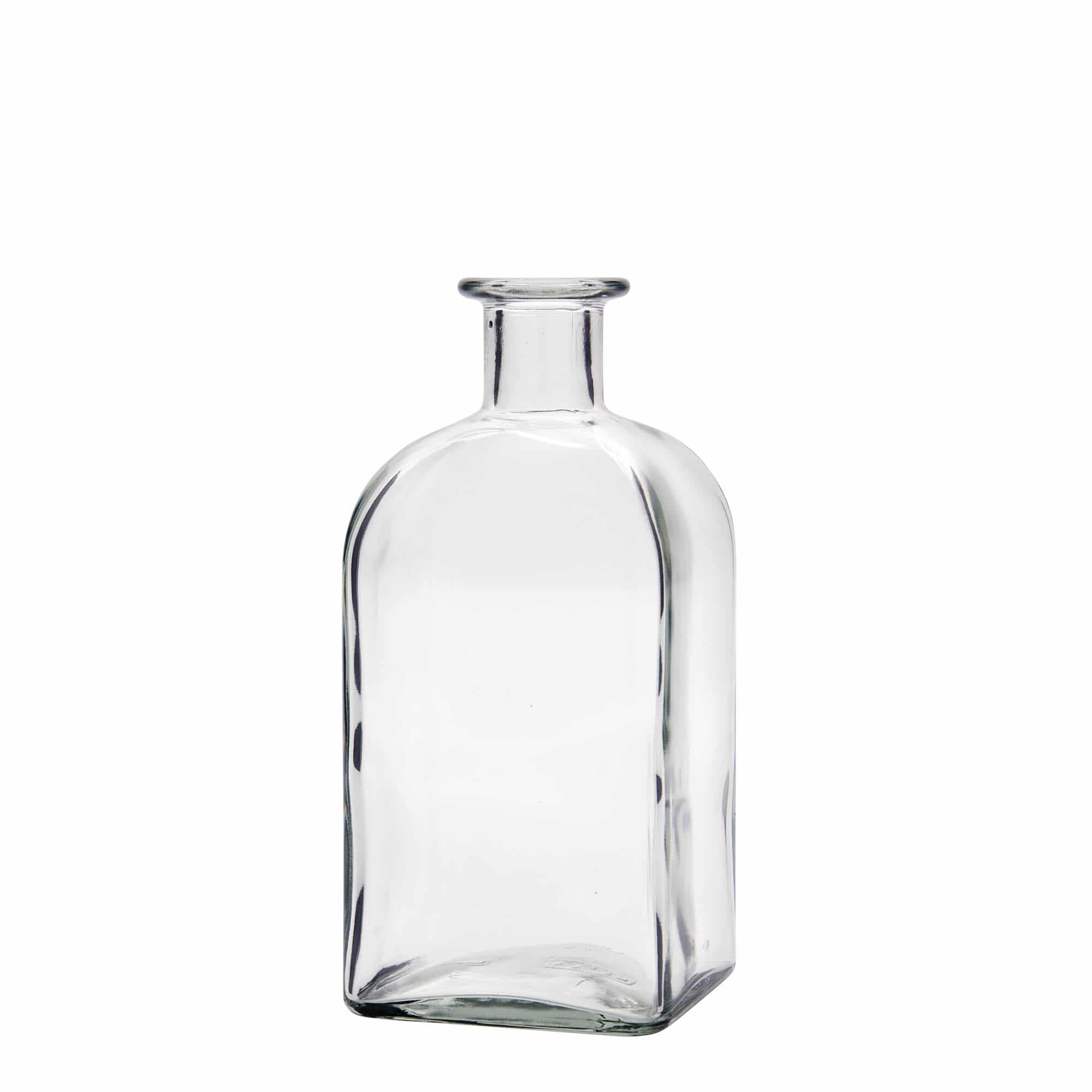 Glazen fles Apotheker carré, 500 ml, vierkant, monding: kurk