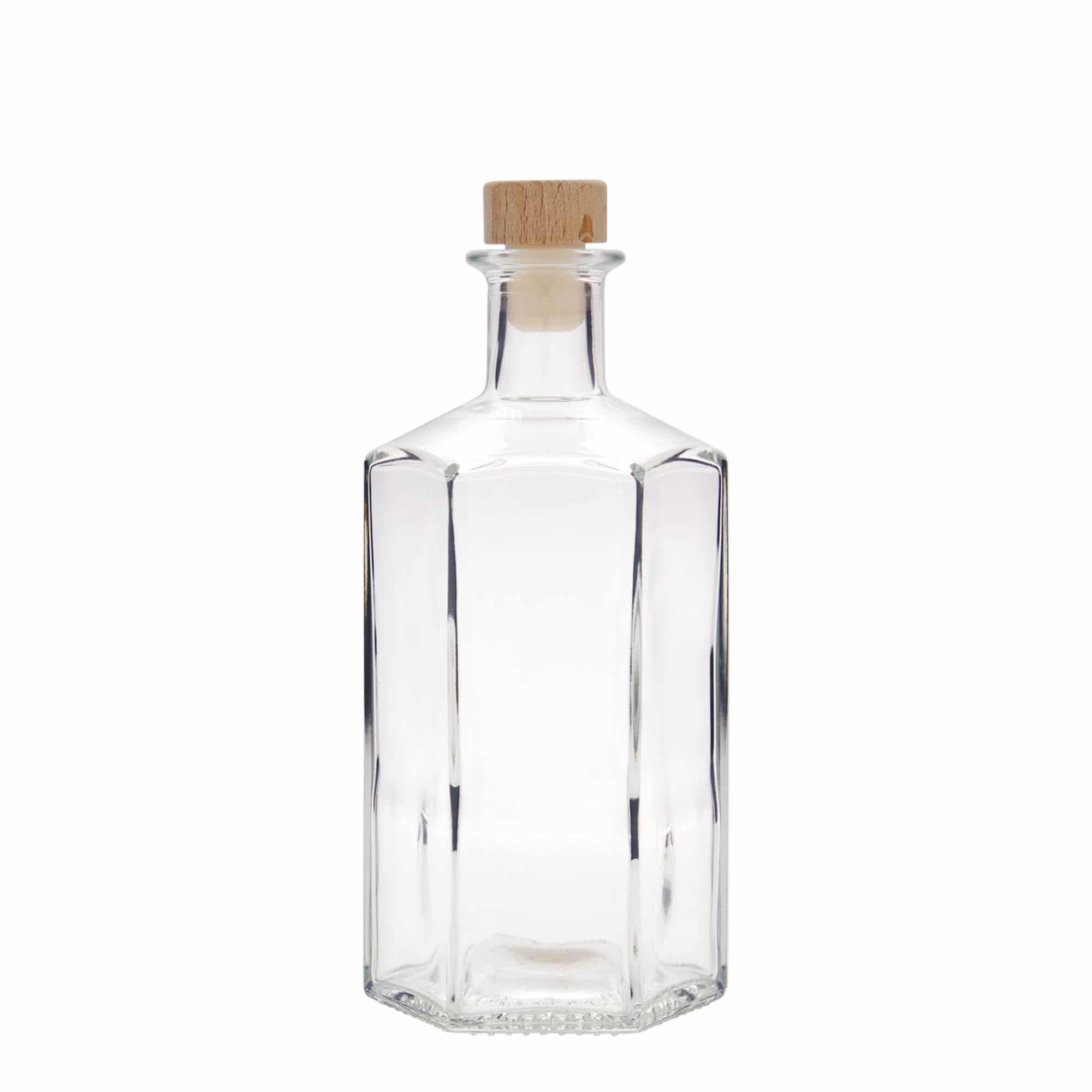 Glazen fles Apotheker 'Jimmy', 500 ml, zeshoekig, monding: kurk