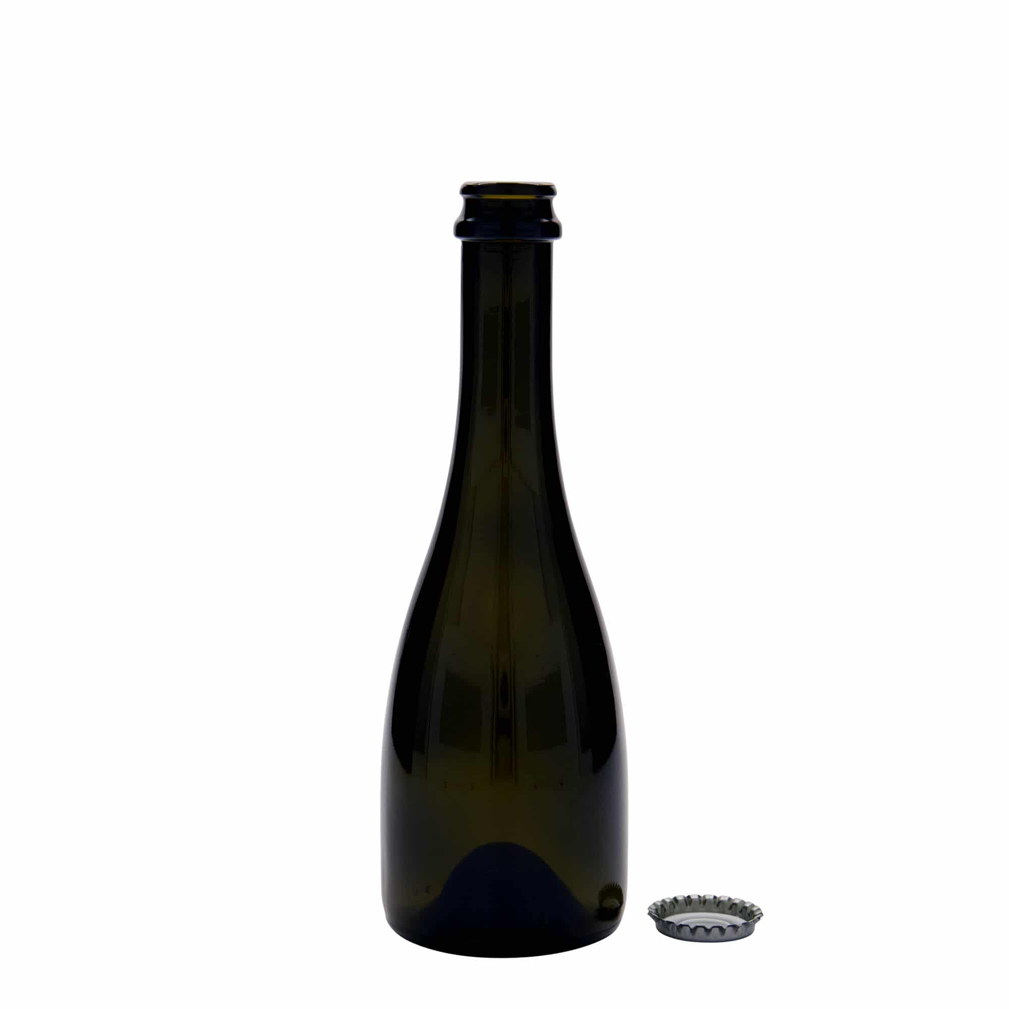 Bier-/champagnefles 'Tosca', 330 ml, glas, antiekgroen, monding: kroonkurk