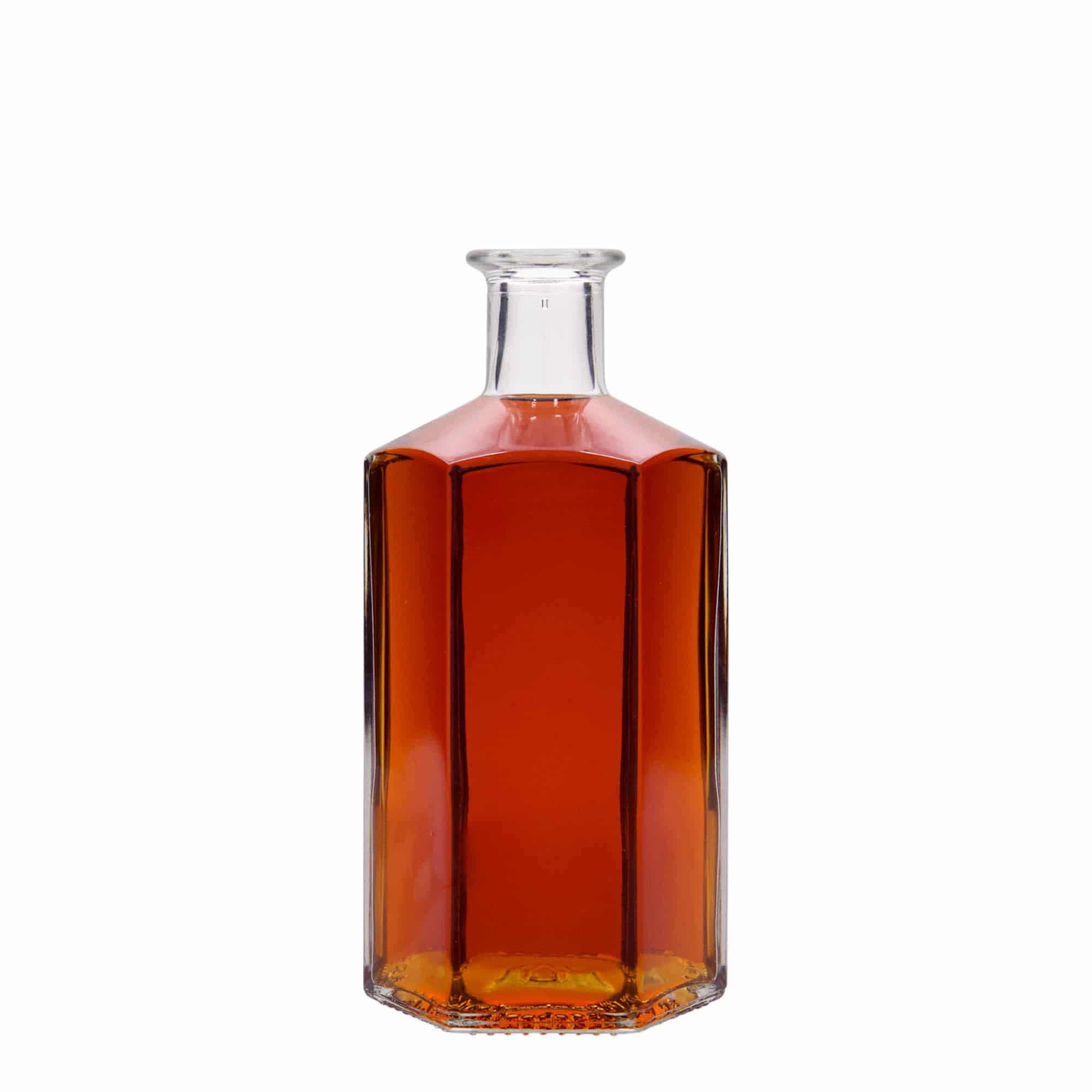 Glazen fles Apotheker 'Jimmy', 500 ml, zeshoekig, monding: kurk