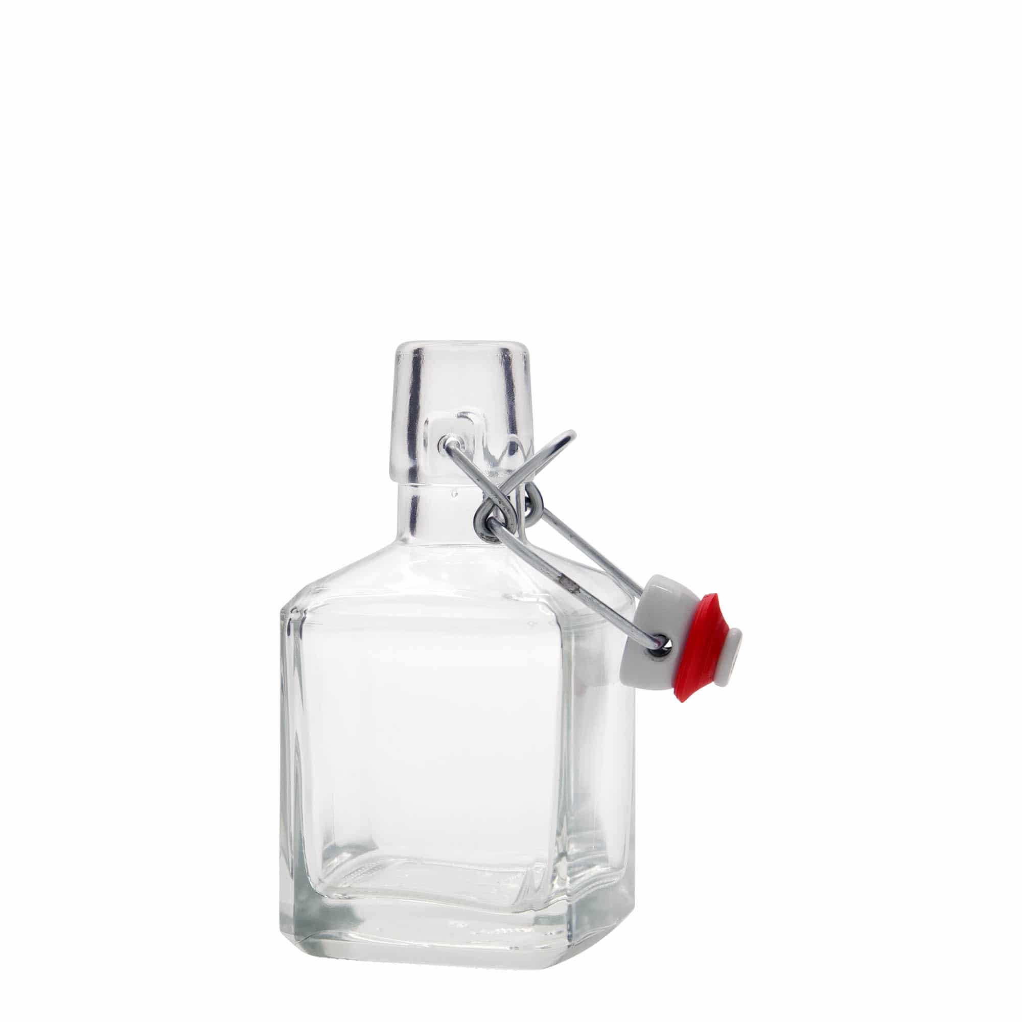 Glazen fles 'Kubica', 200 ml, vierkant, monding: beugelsluiting