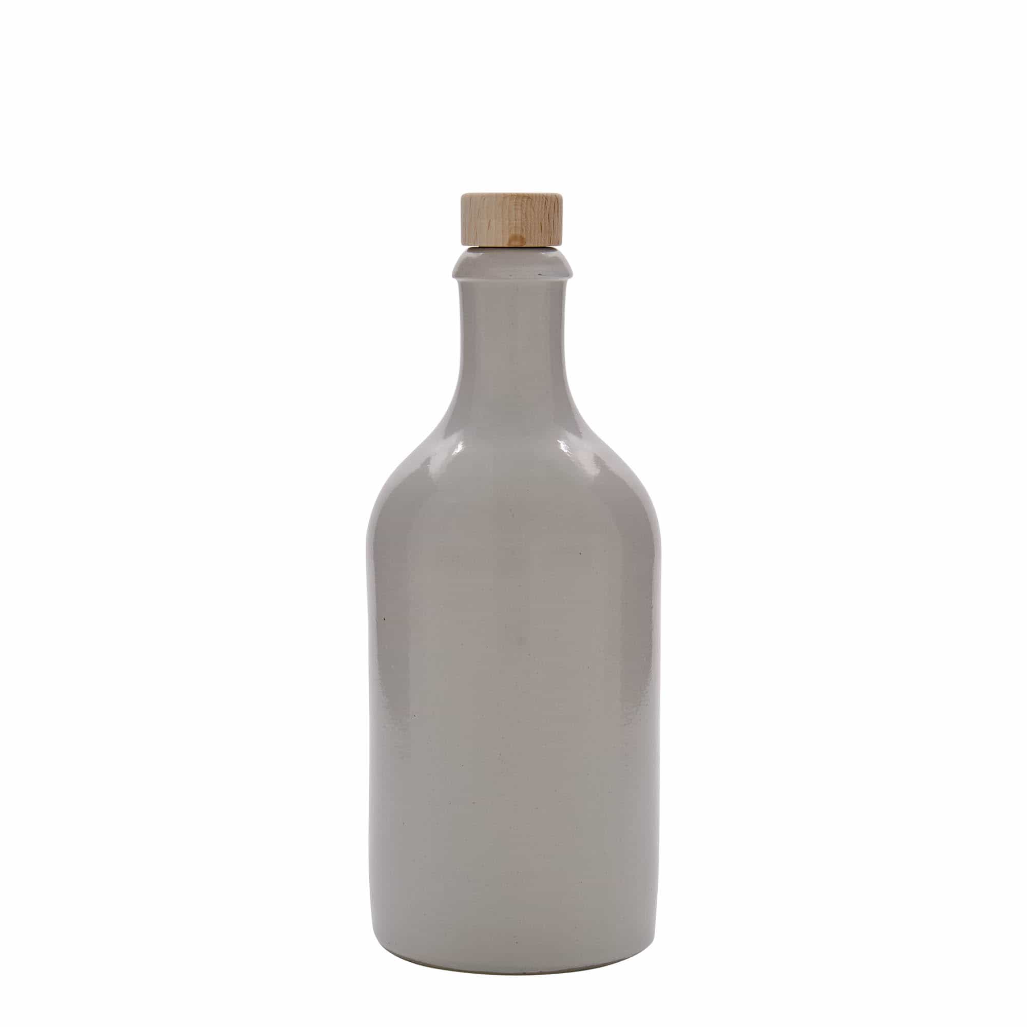 Keramische kruik, 500 ml, steengoed, wit, monding: kurk