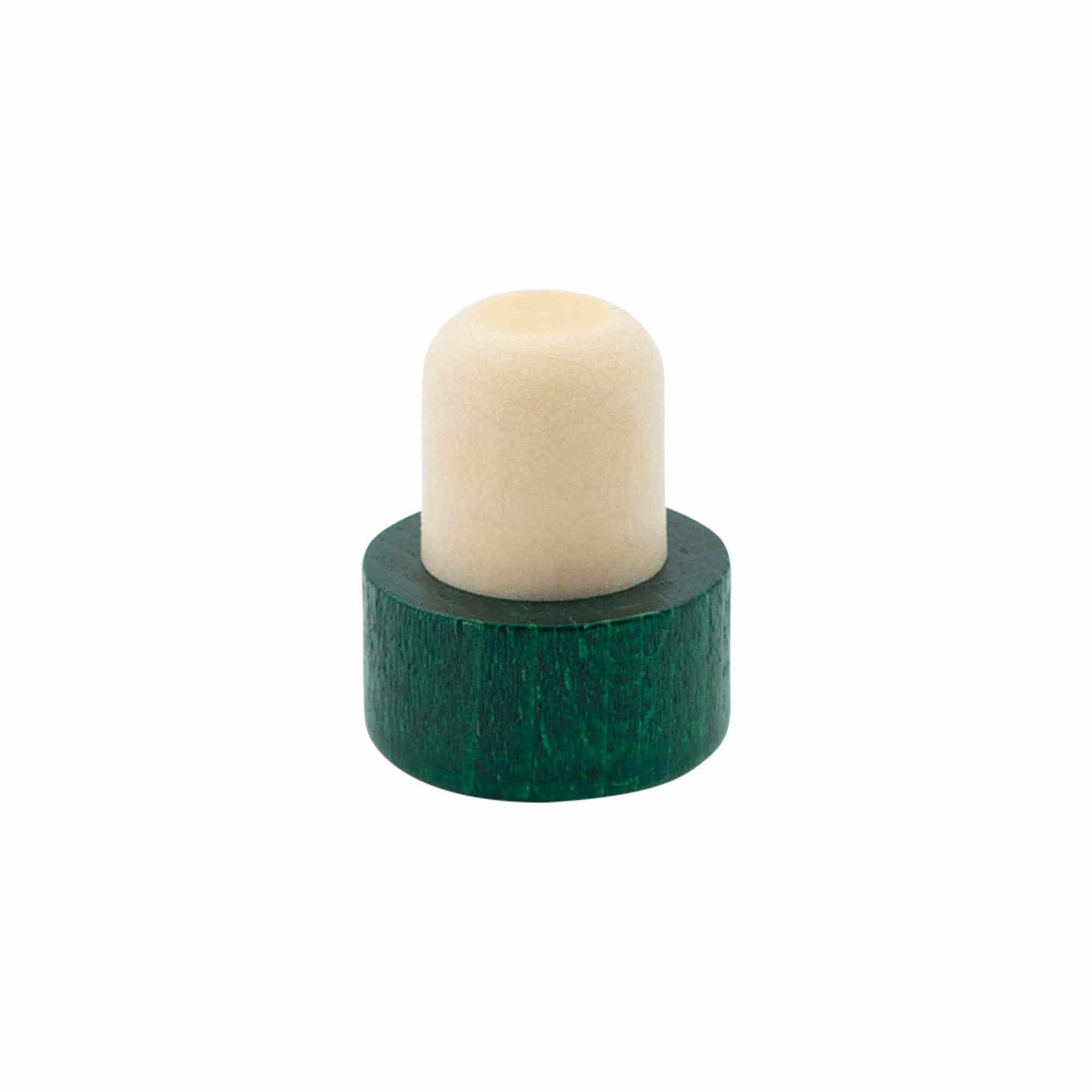 Dopkurk, 19 mm, hout, groen, voor monding: kurk