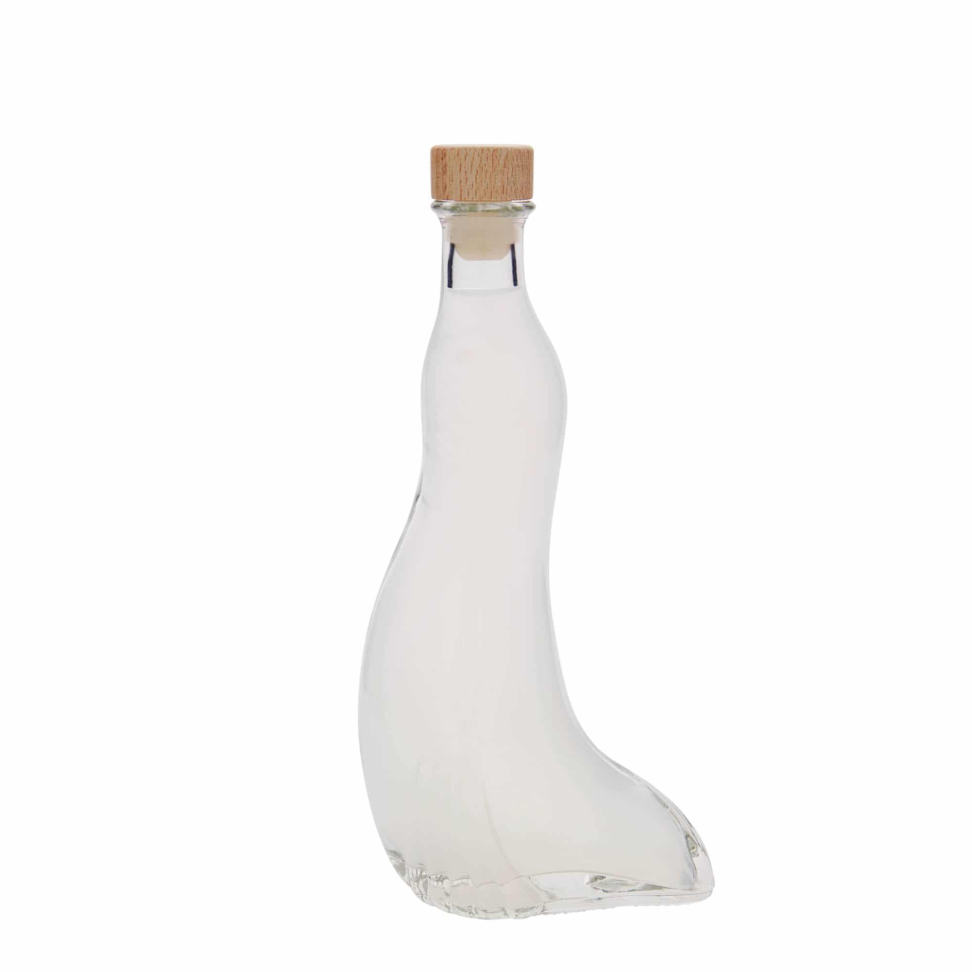 Glazen fles 'Zeehond', 200 ml, monding: kurk