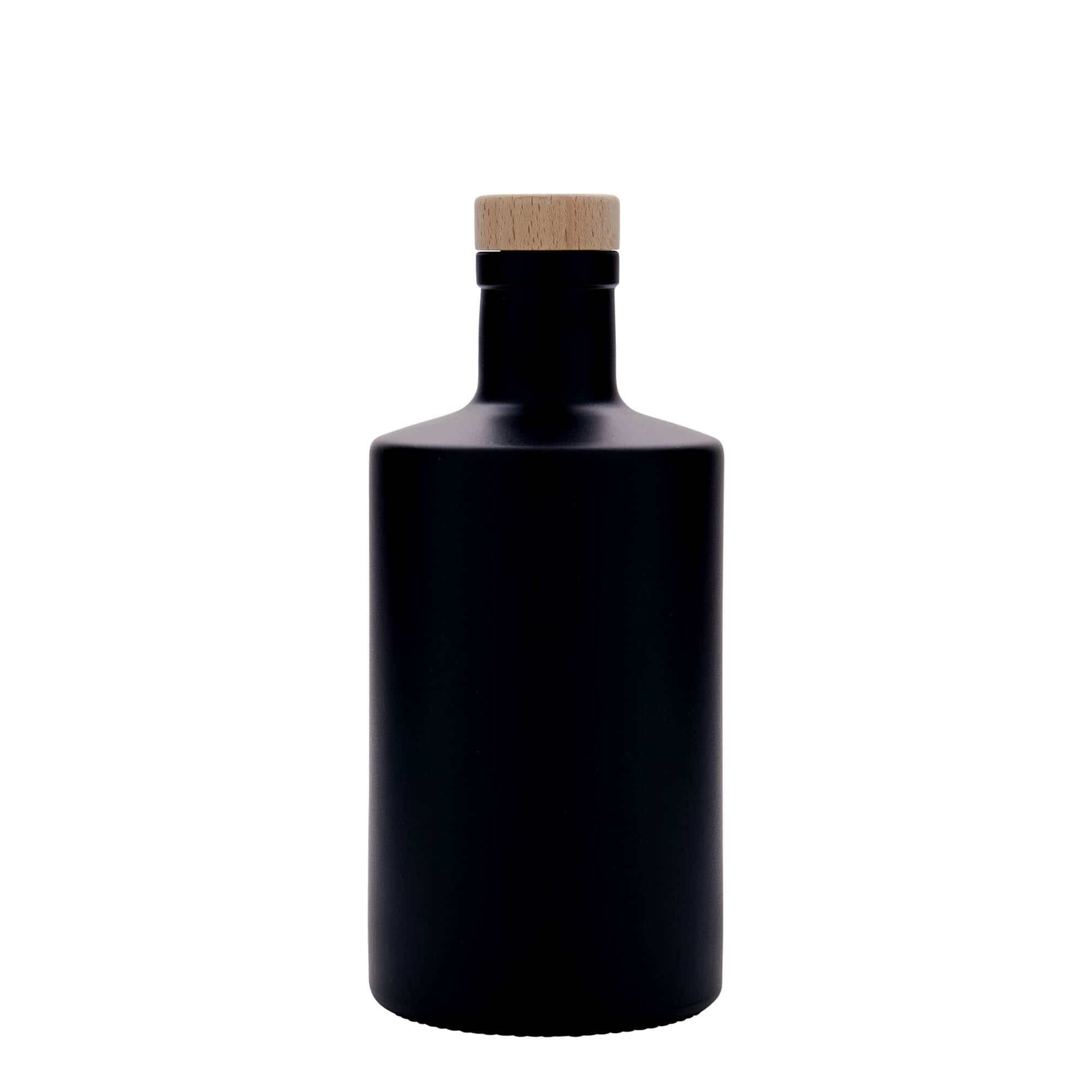 Glazen fles 'Caroline', 500 ml, zwart, monding: kurk