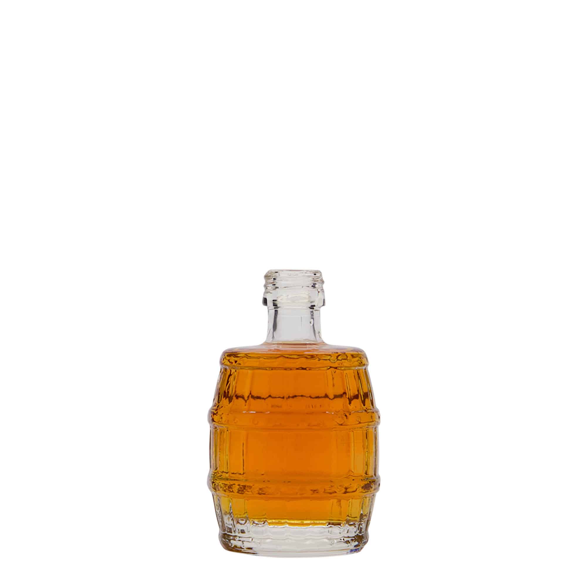 Glazen fles 'Vat', 50 ml, monding: PP 18