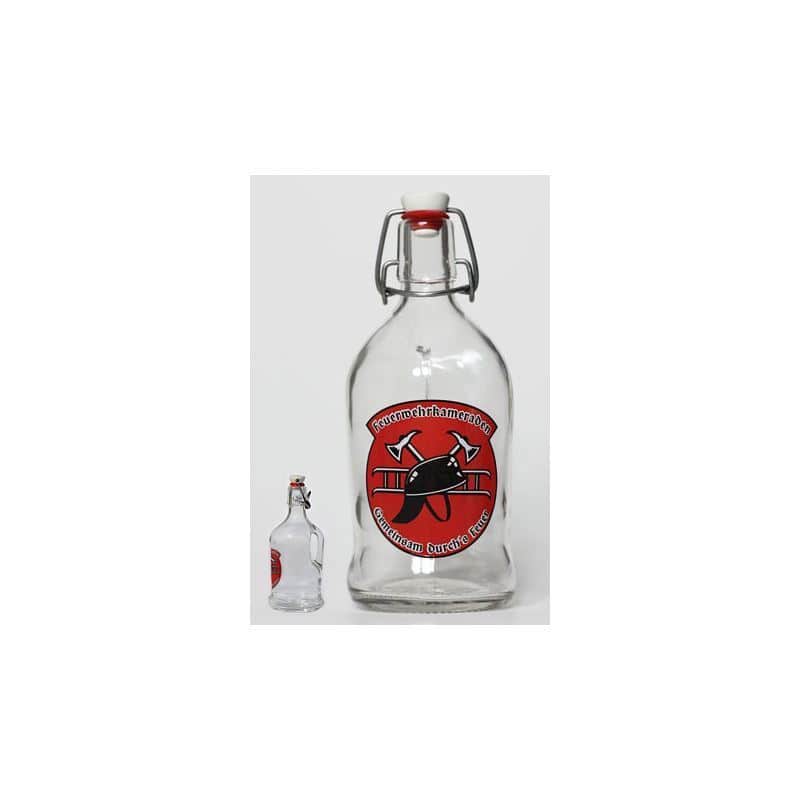 Glazen fles 'Classica', 500 ml, motief: Brandweer, monding: beugelsluiting