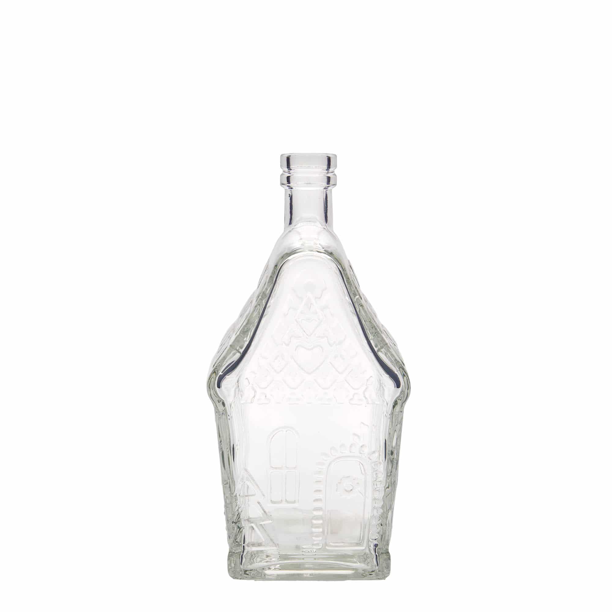 Glazen fles 'Peperkoekhuisje', 500 ml, rechthoekig, monding: kurk
