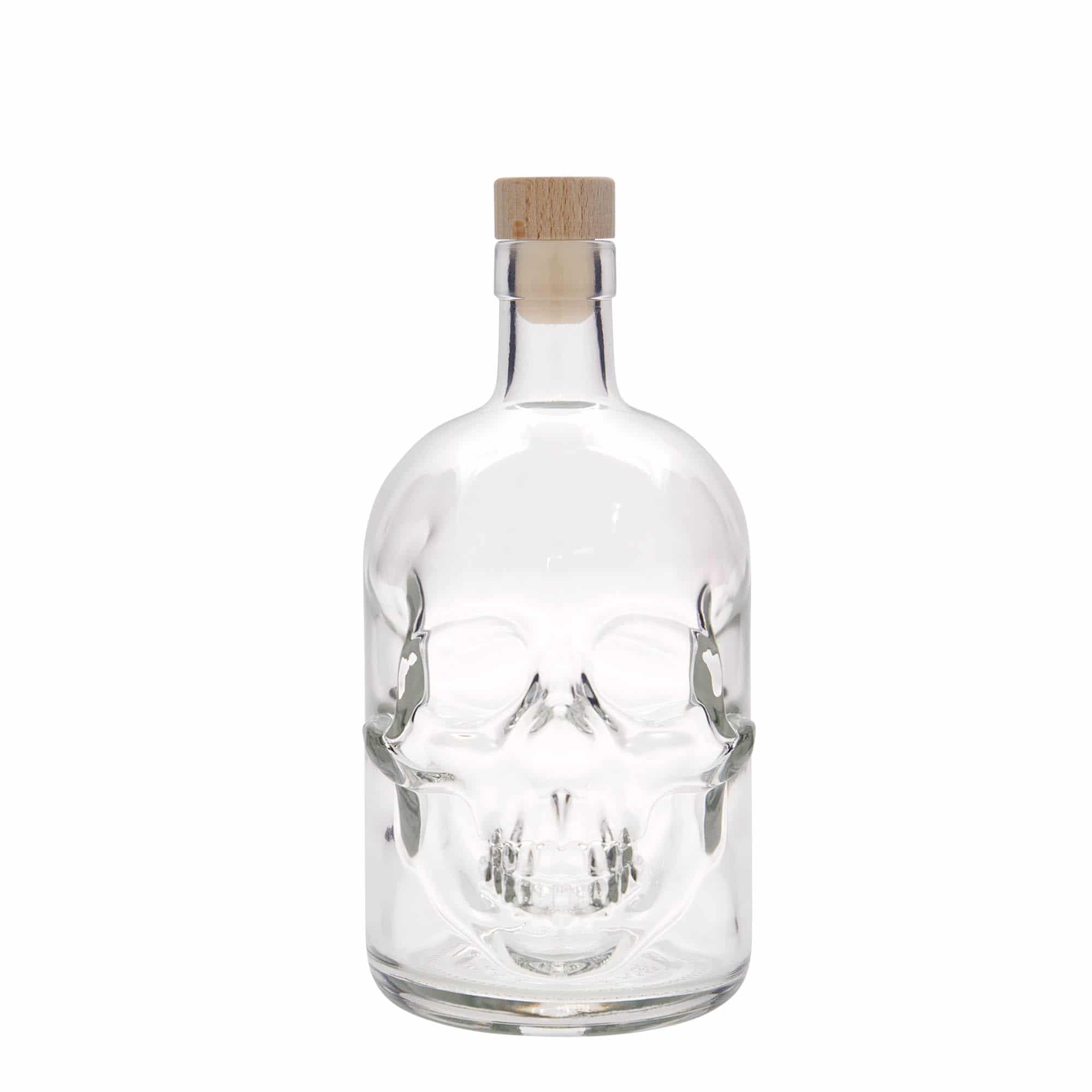 Glazen fles 'Doodskop', 700 ml, monding: kurk