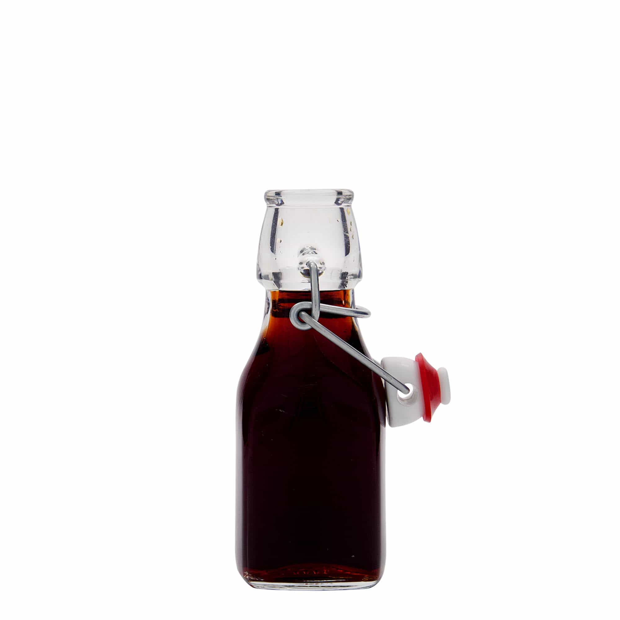 Glazen fles 'Swing', 125 ml, vierkant, monding: beugelsluiting