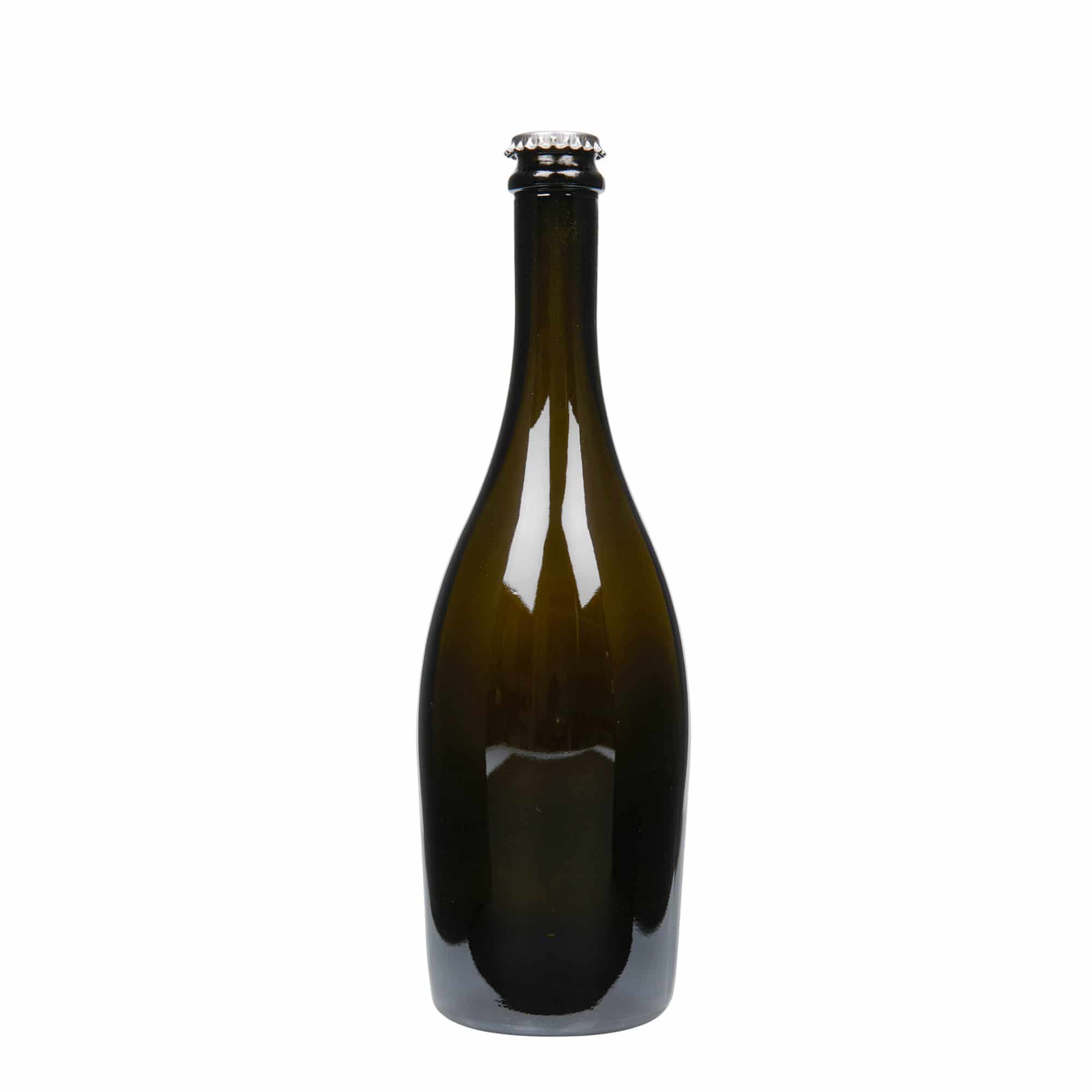 Champagnefles 'Carmen', 750 ml, glas, antiekgroen, monding: kroonkurk