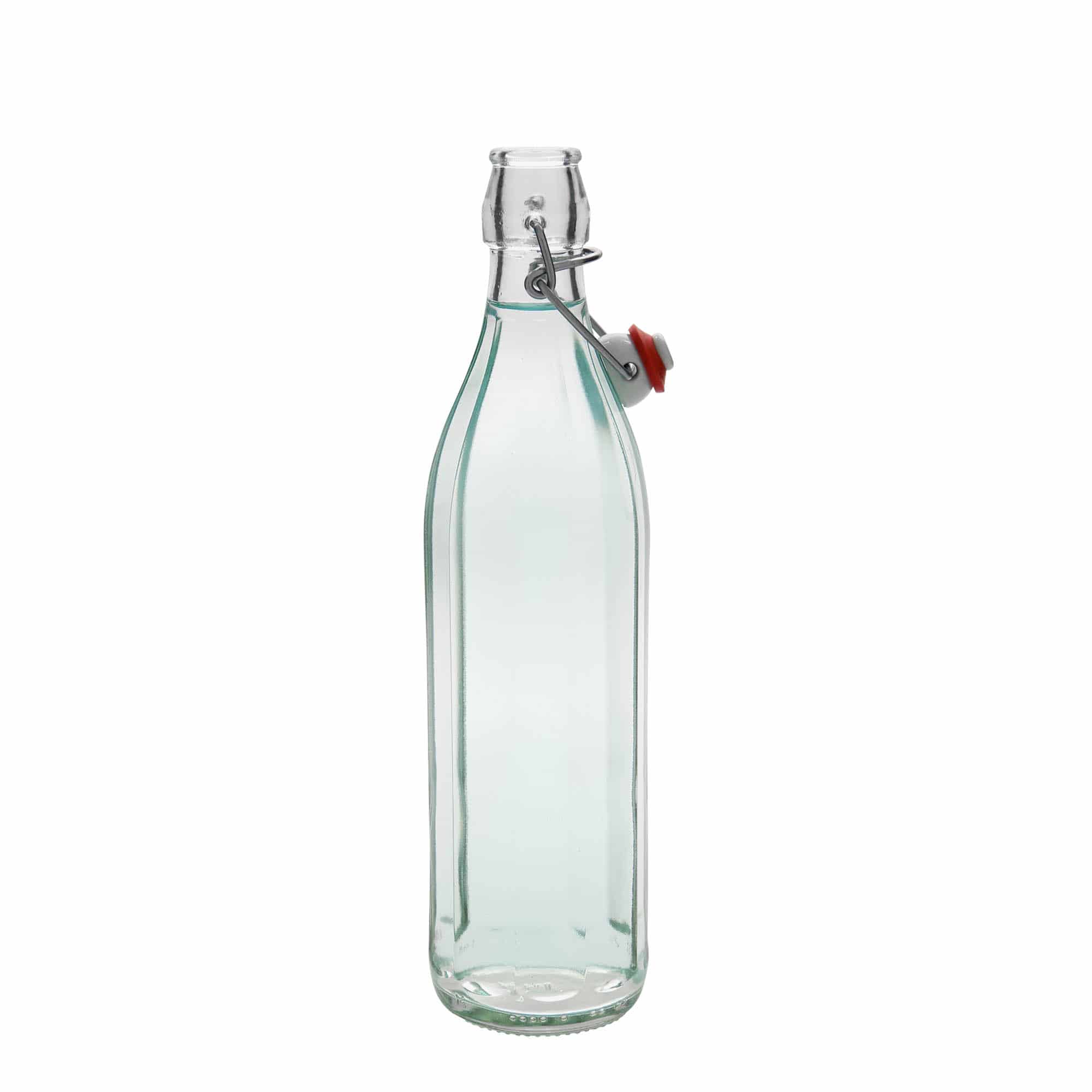 Glazen fles 'Bravo', 750 ml, tienhoekig, monding: beugelsluiting