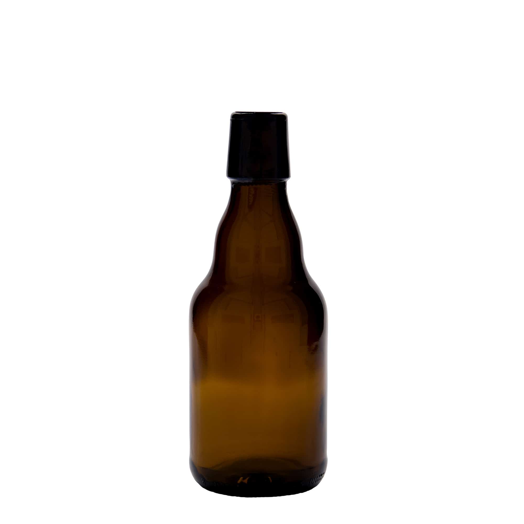 Bierflesje 'Steinie', 330 ml, glas, bruin, monding: beugelsluiting