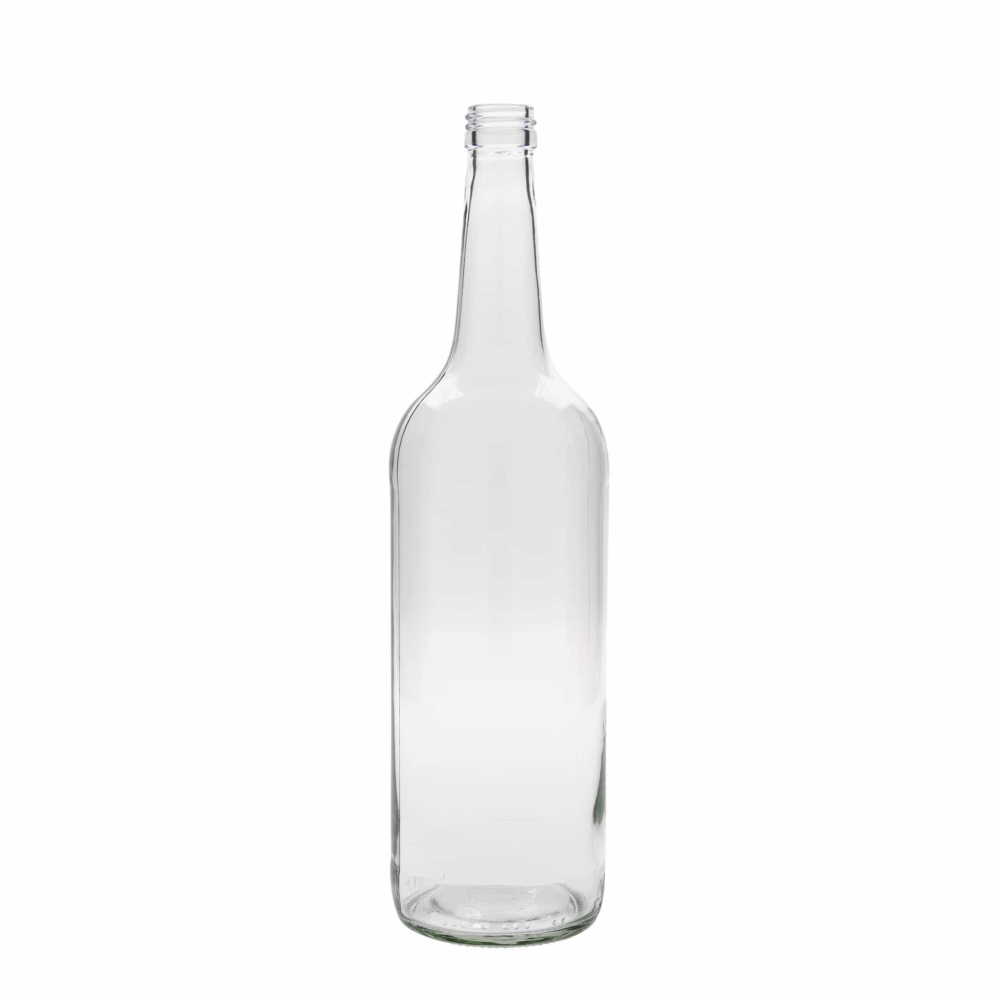 Glazen fles met rechte hals, 1000 ml, monding: PP 28