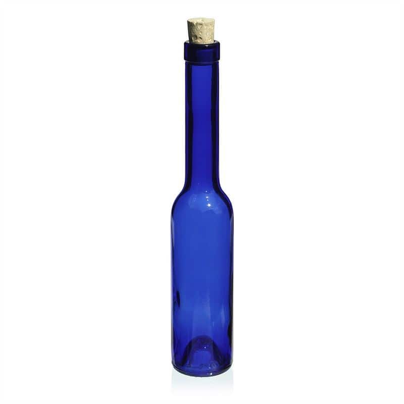 Glazen fles 'Opera', 200 ml, blauw, monding: kurk