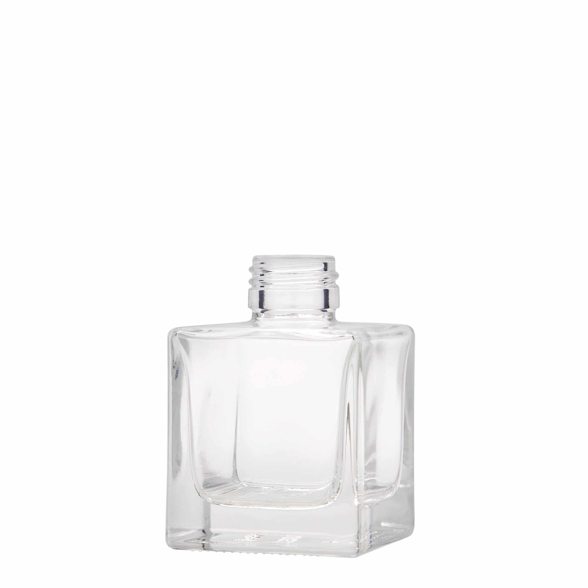 Glazen fles 'Cube', 100 ml, vierkant, monding: PP 28