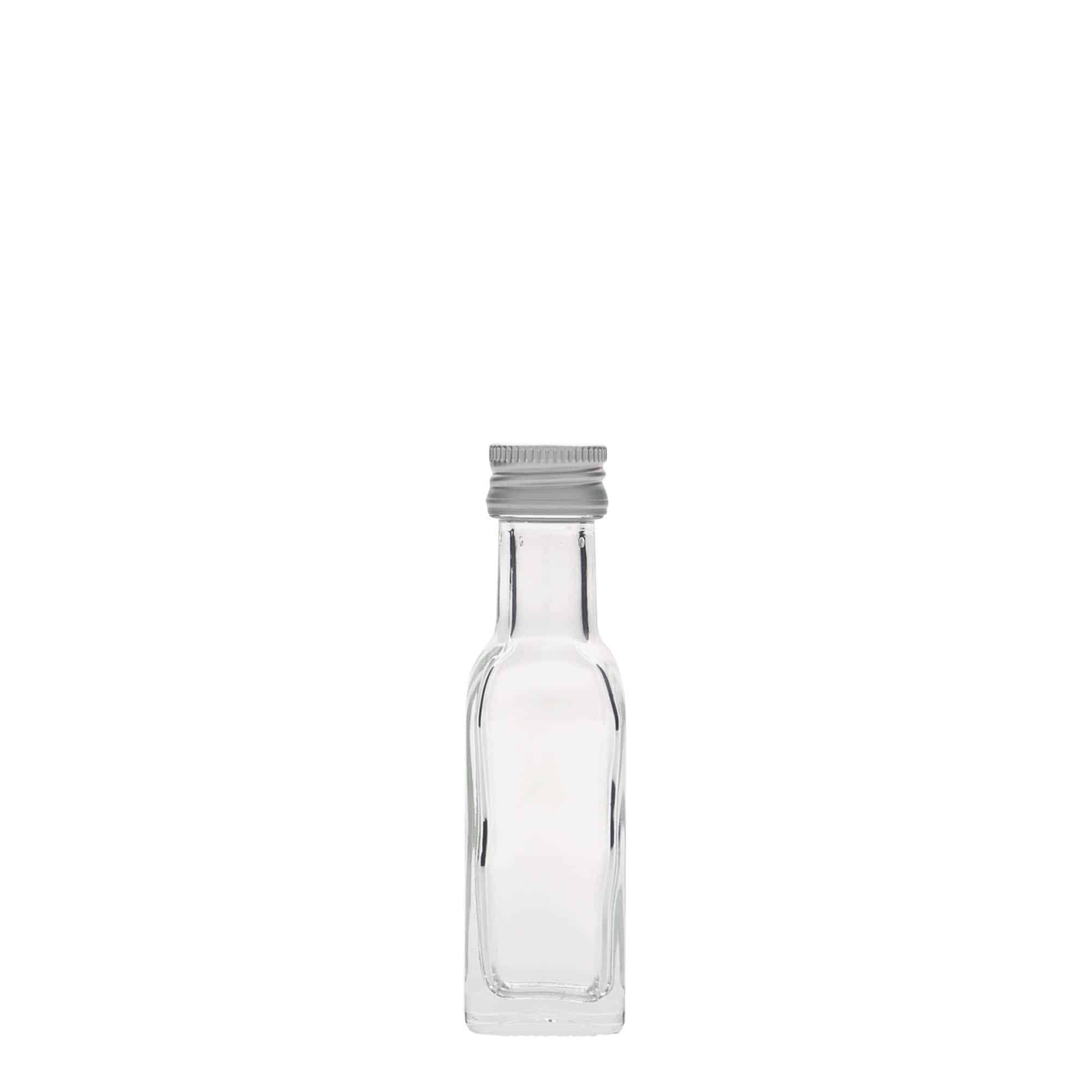 Glazen fles 'Marasca', 20 ml, vierkant, monding: PP 18