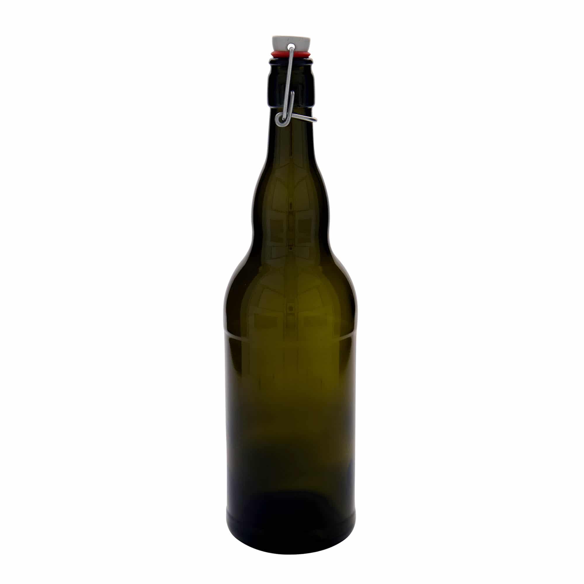 Bierflesje België, 1000 ml, glas, antiekgroen, monding: beugelsluiting