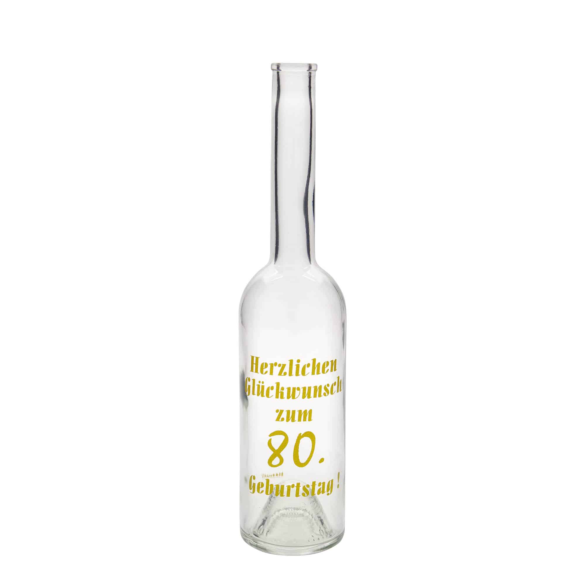 Glazen fles 'Opera', 500 ml, motief: 80 jaar, monding: kurk