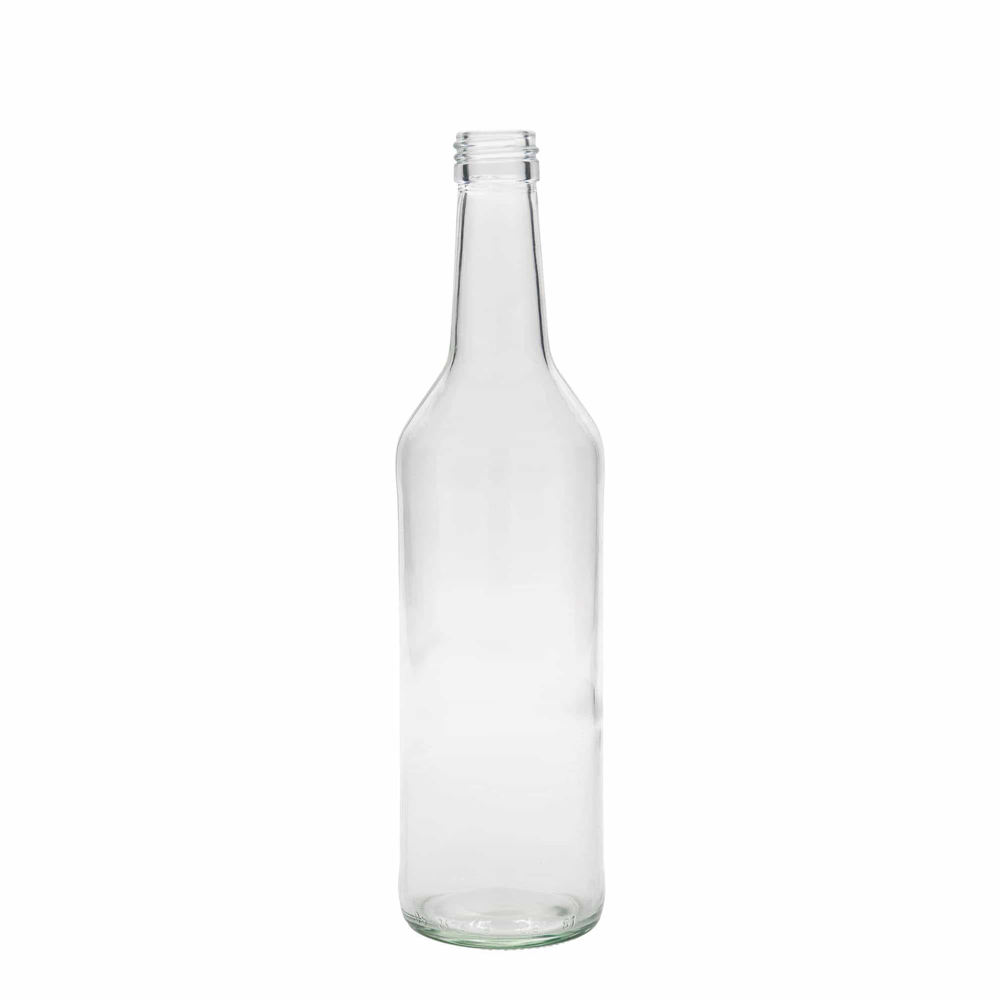 Glazen fles met rechte hals, 500 ml, monding: PP 28