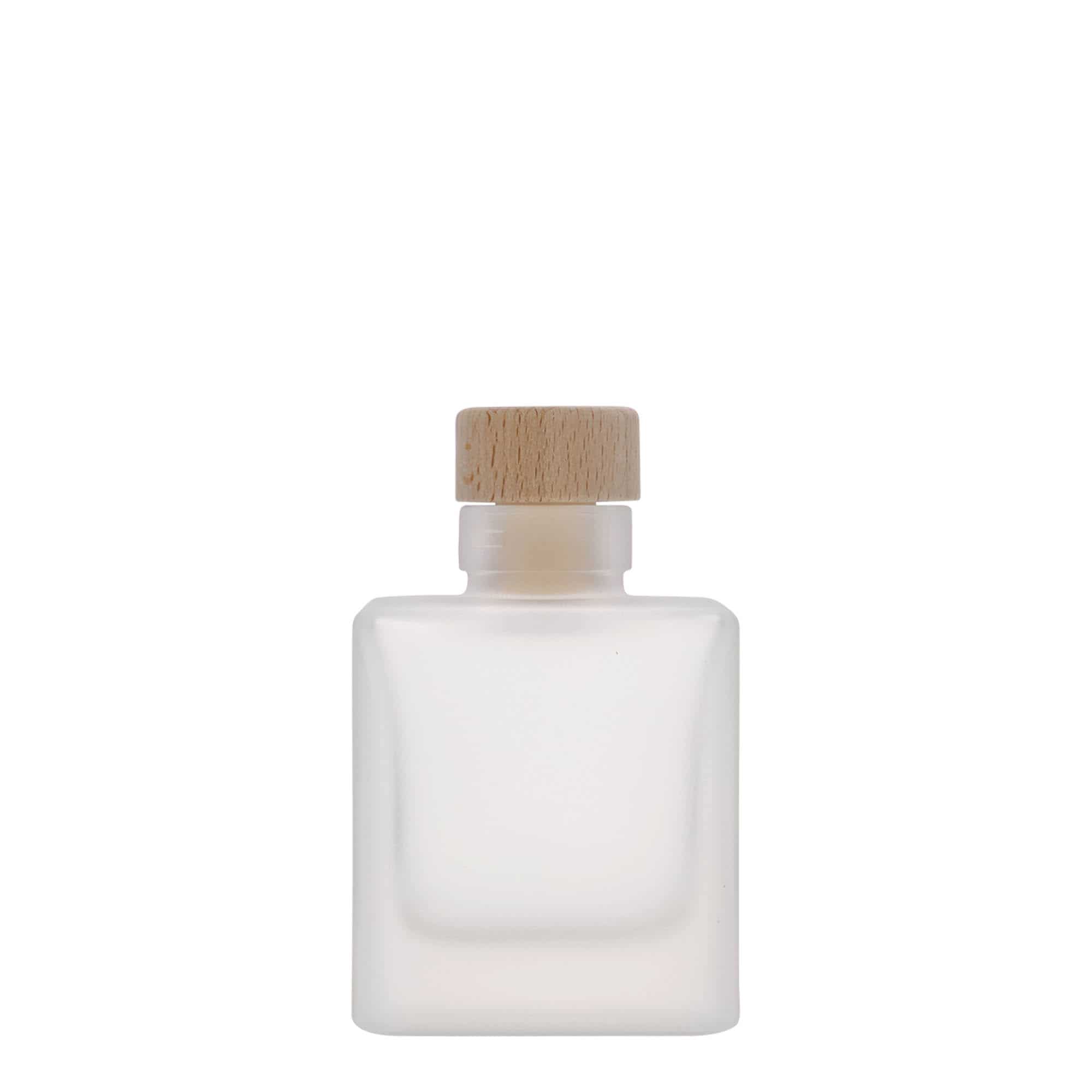 Glazen fles 'Cube', 100 ml, vierkant, gematteerd, monding: kurk