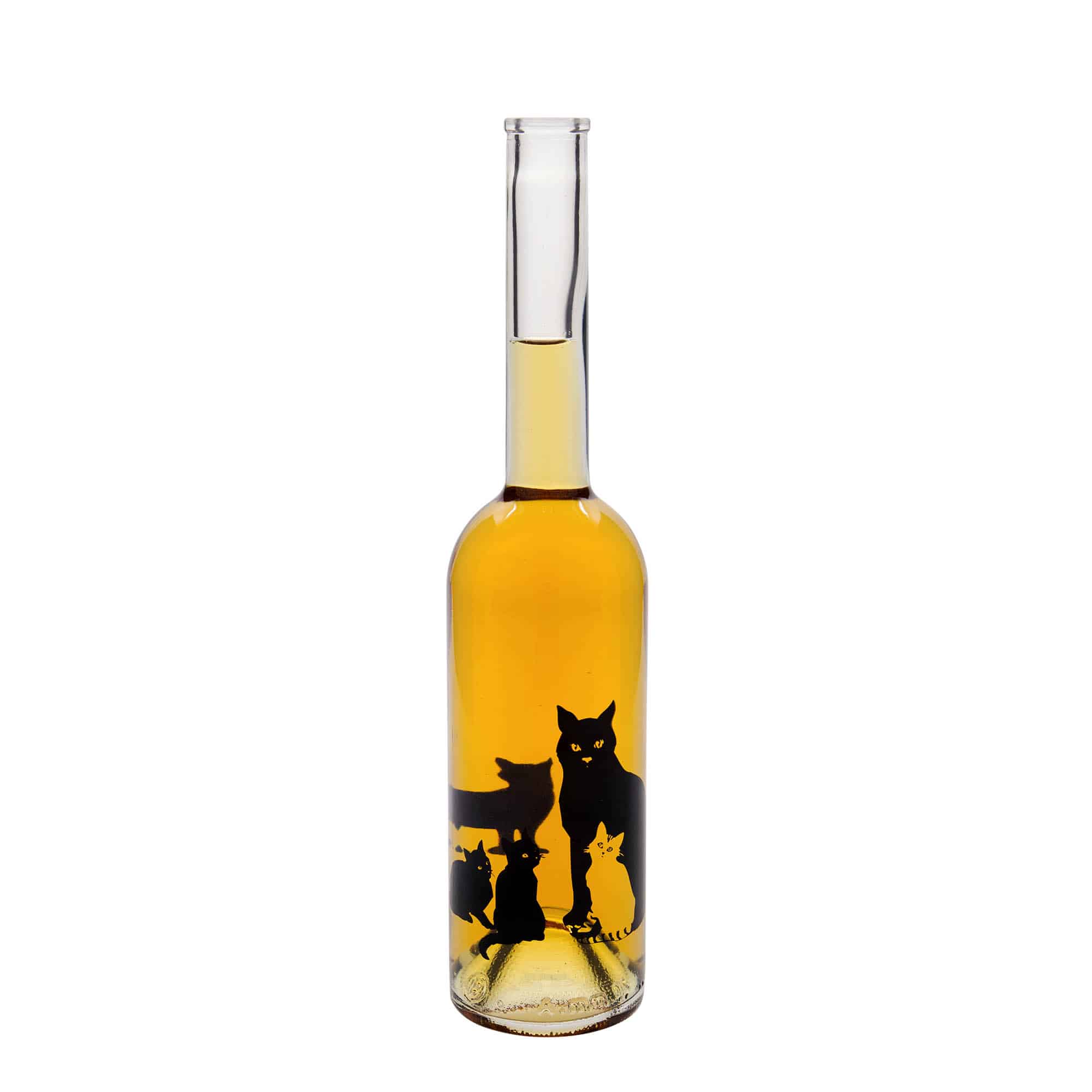 Glazen fles 'Opera', 500 ml, motief: Katten, monding: kurk