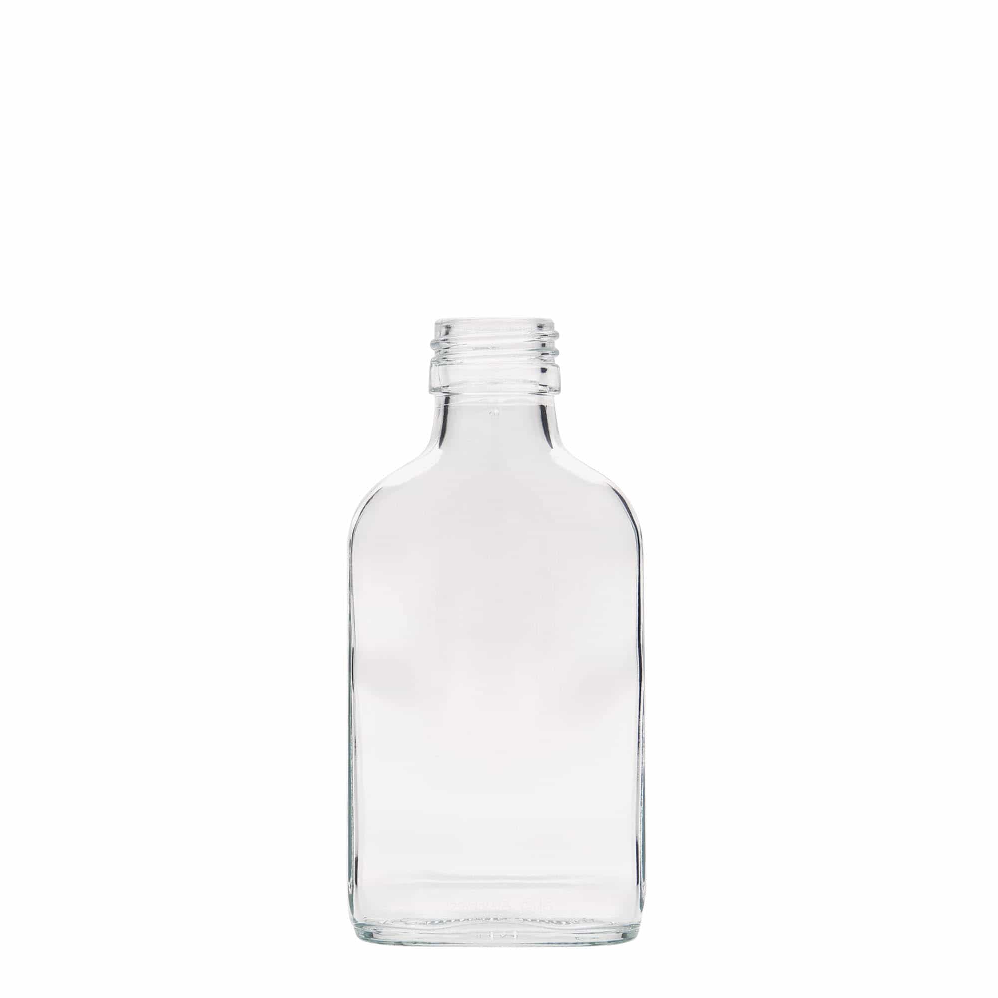 Zakflacon, 100 ml, rechthoekig, glas, monding: PP 28
