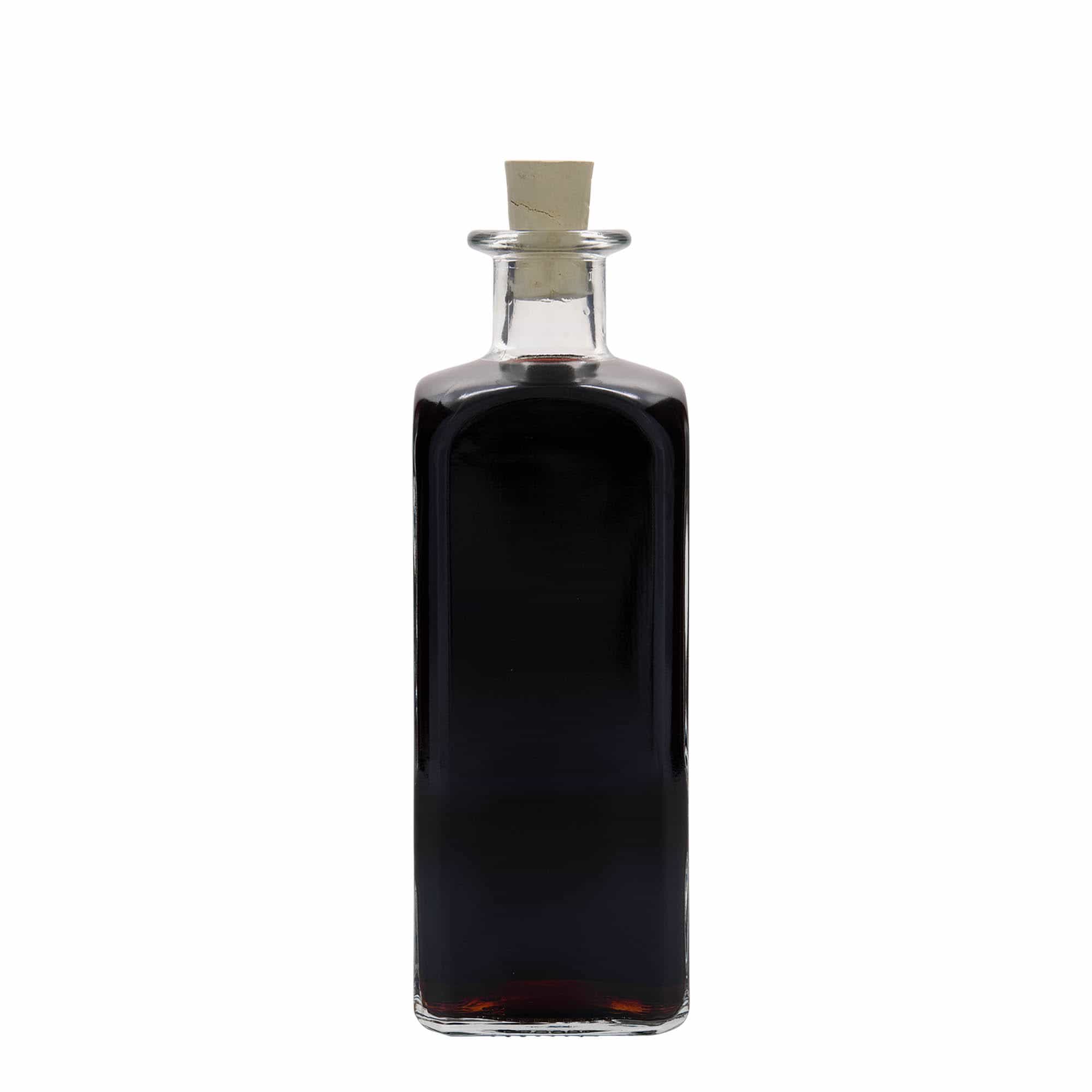 Glazen fles Apotheker carré, 500 ml, vierkant, monding: kurk