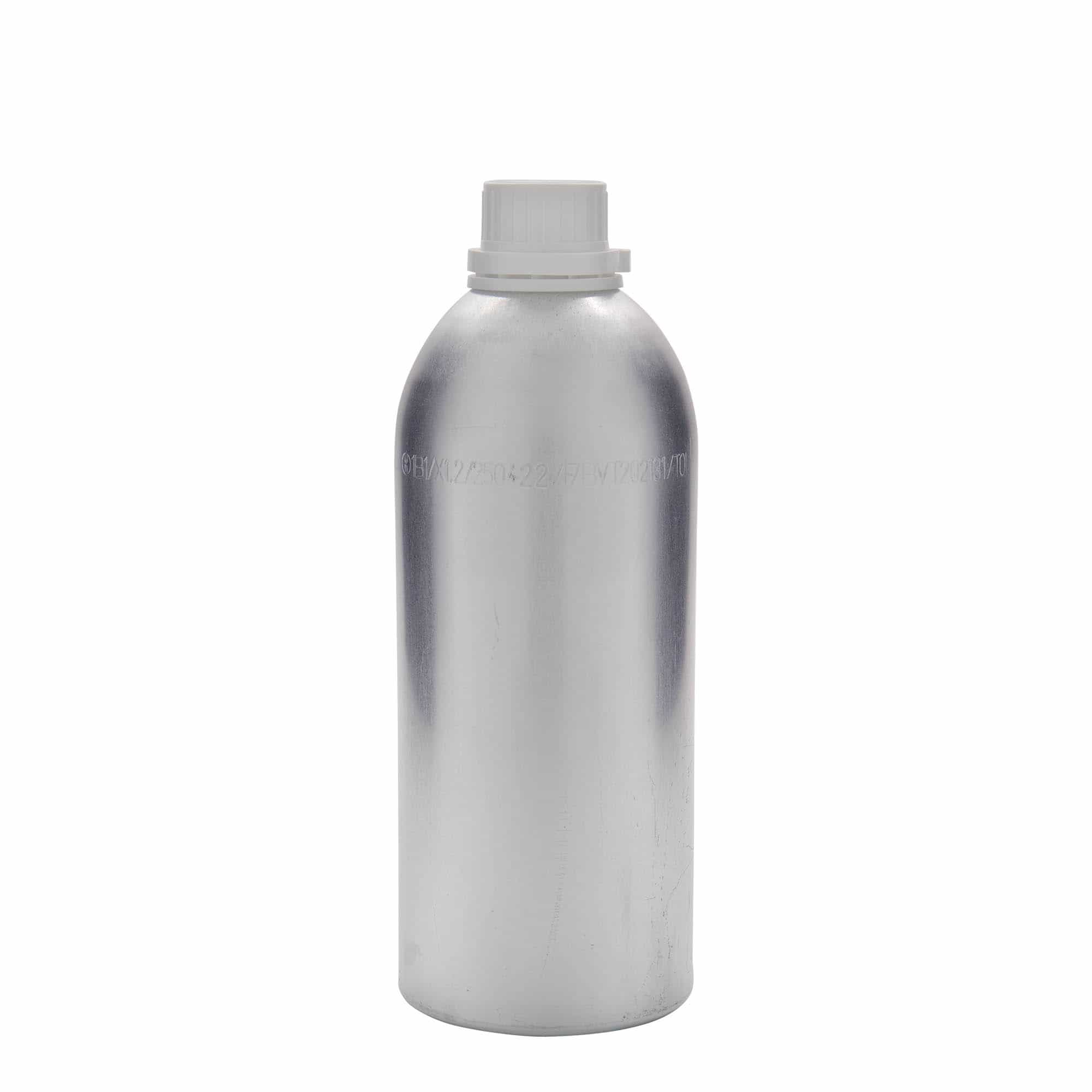 Aluminium fles, 1100 ml, metaal, zilver, monding: DIN 32