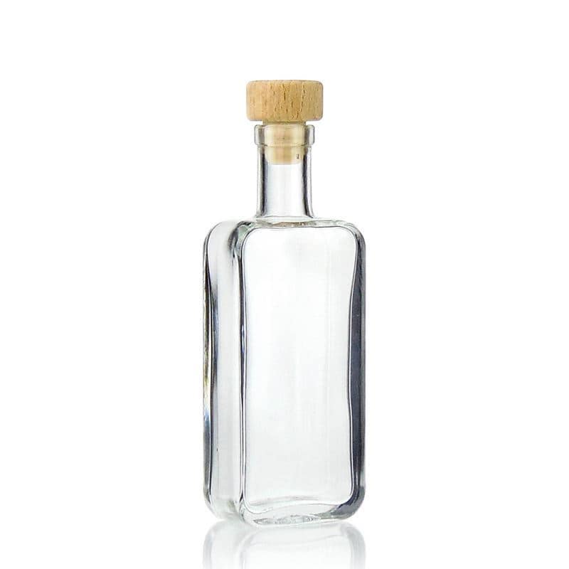Glazen fles 'Nice', 100 ml, rechthoekig, monding: kurk