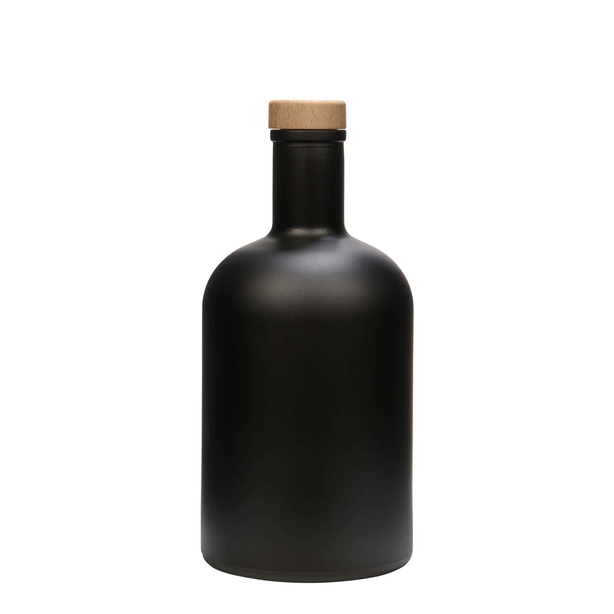 Glazen fles 'Gerardino', 700 ml, zwart, monding: kurk