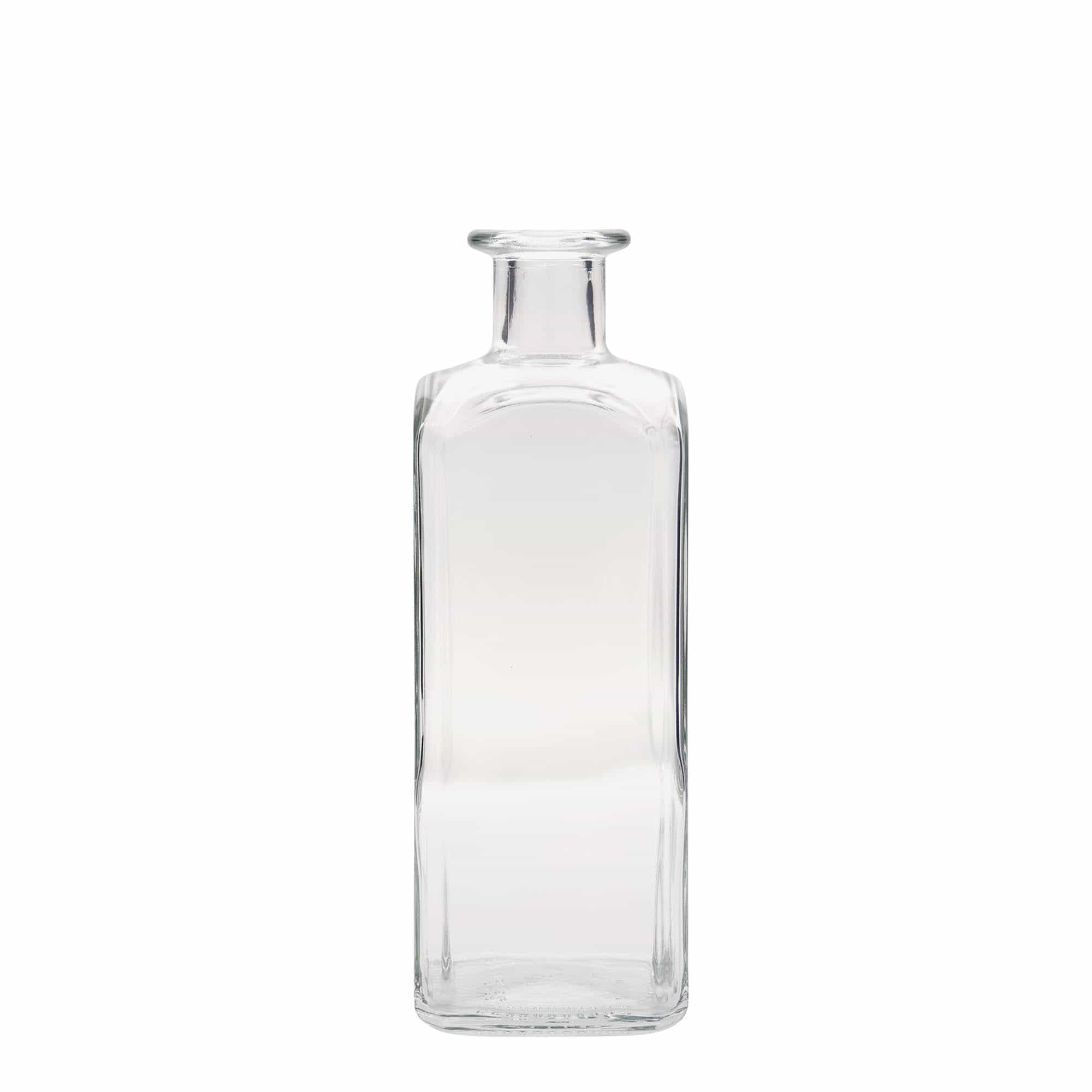 Glazen fles Apotheker carré, 500 ml, vierkant, monding: kurk