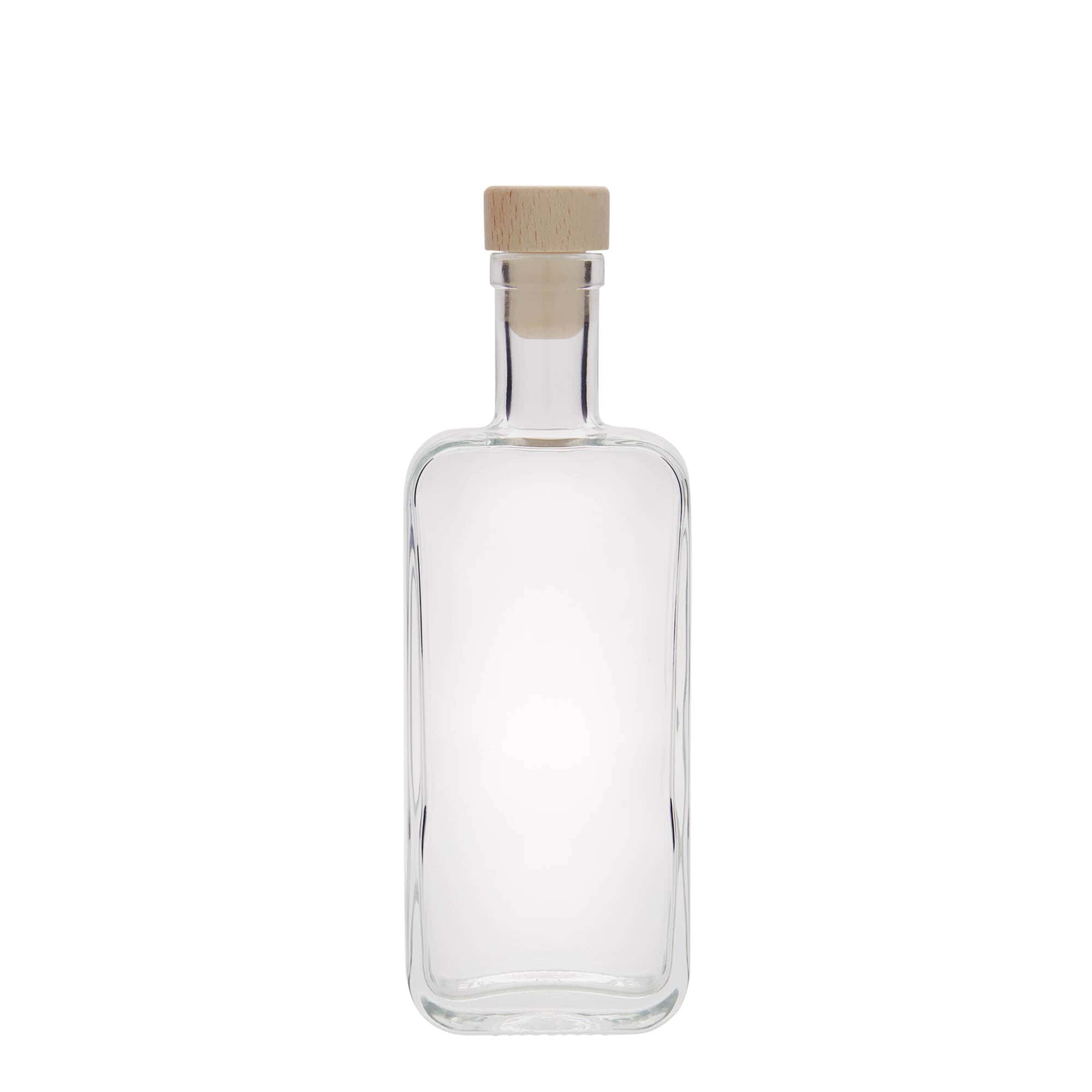 Glazen fles 'Nice', 200 ml, rechthoekig, monding: kurk