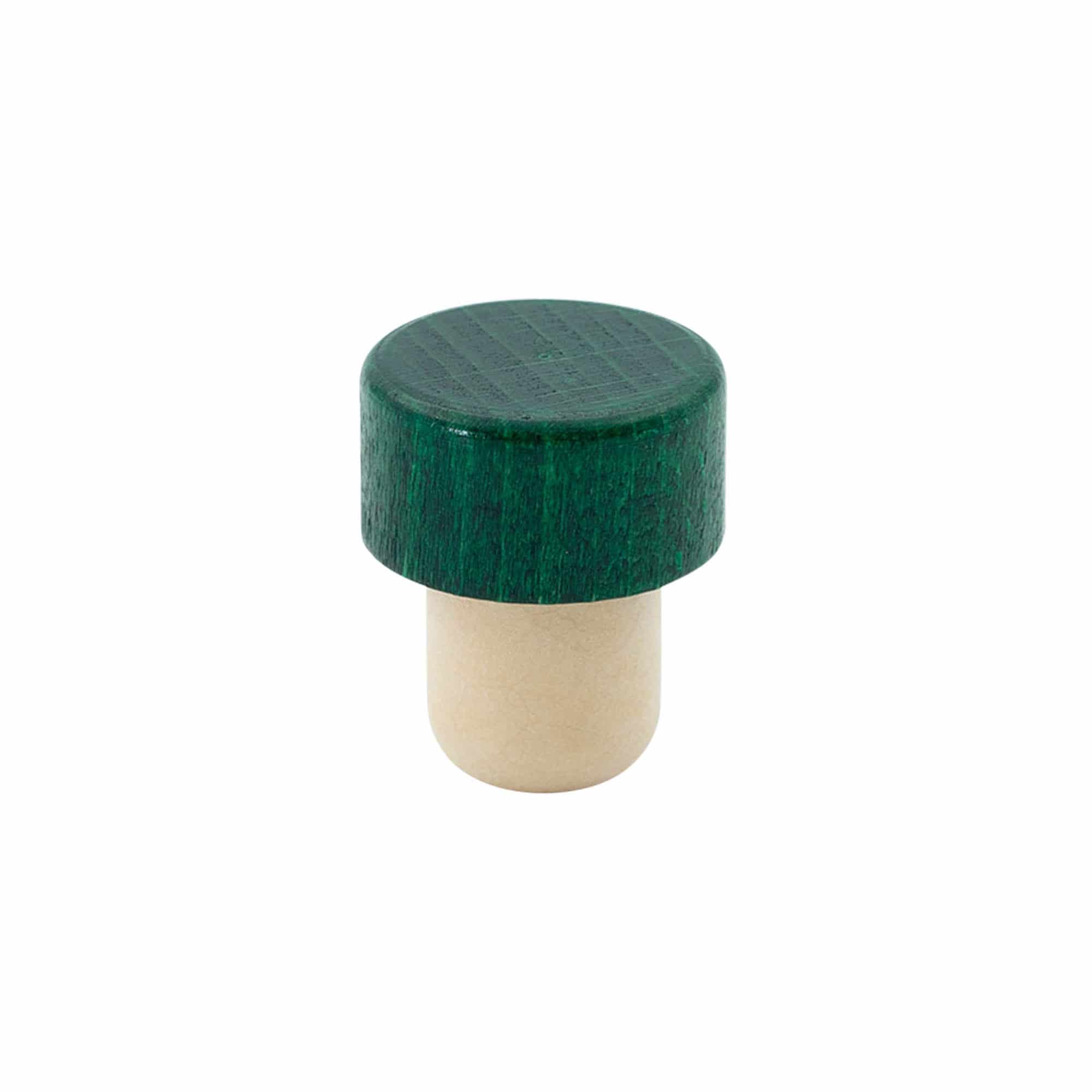 Dopkurk, 19 mm, hout, groen, voor monding: kurk