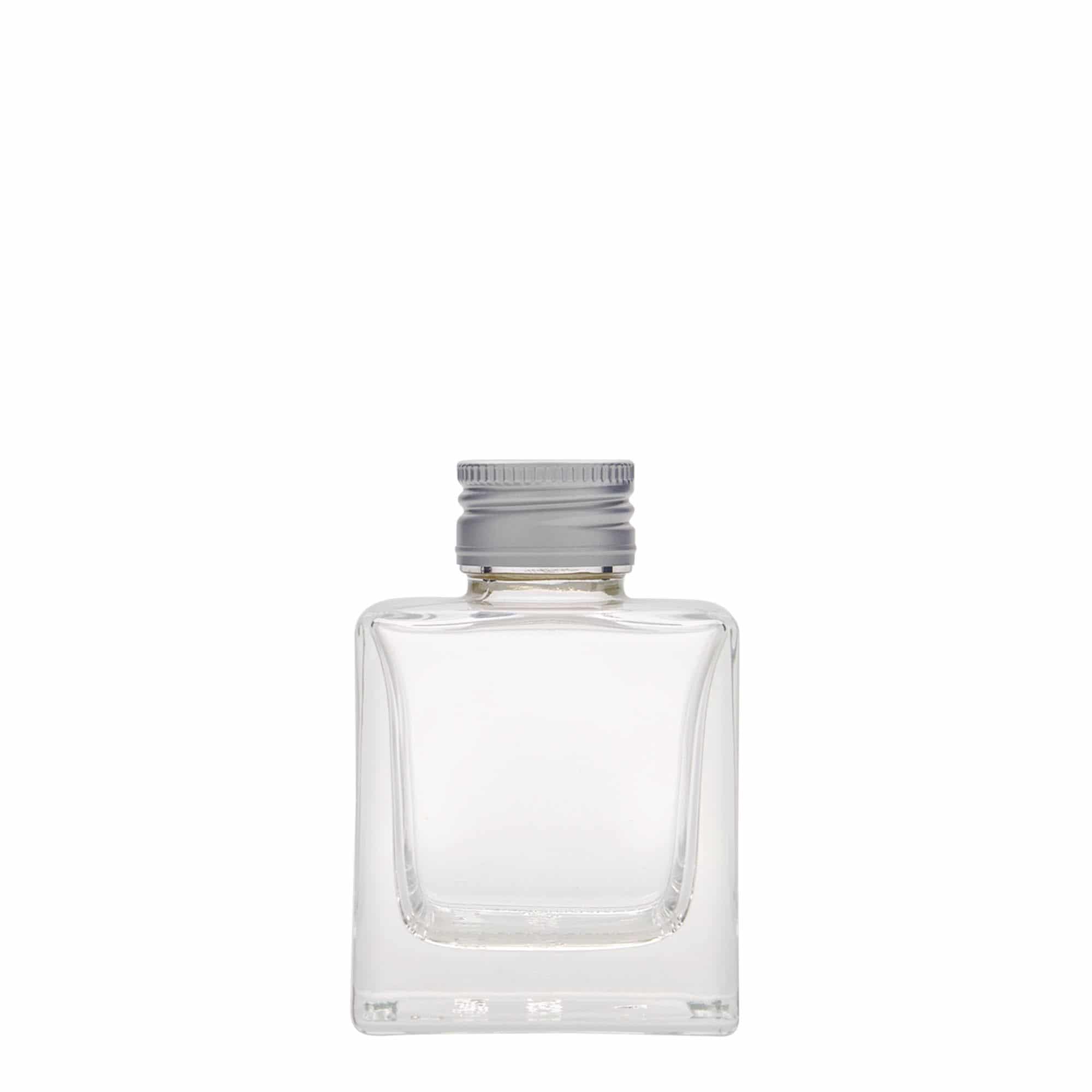 Glazen fles 'Cube', 100 ml, vierkant, monding: PP 28