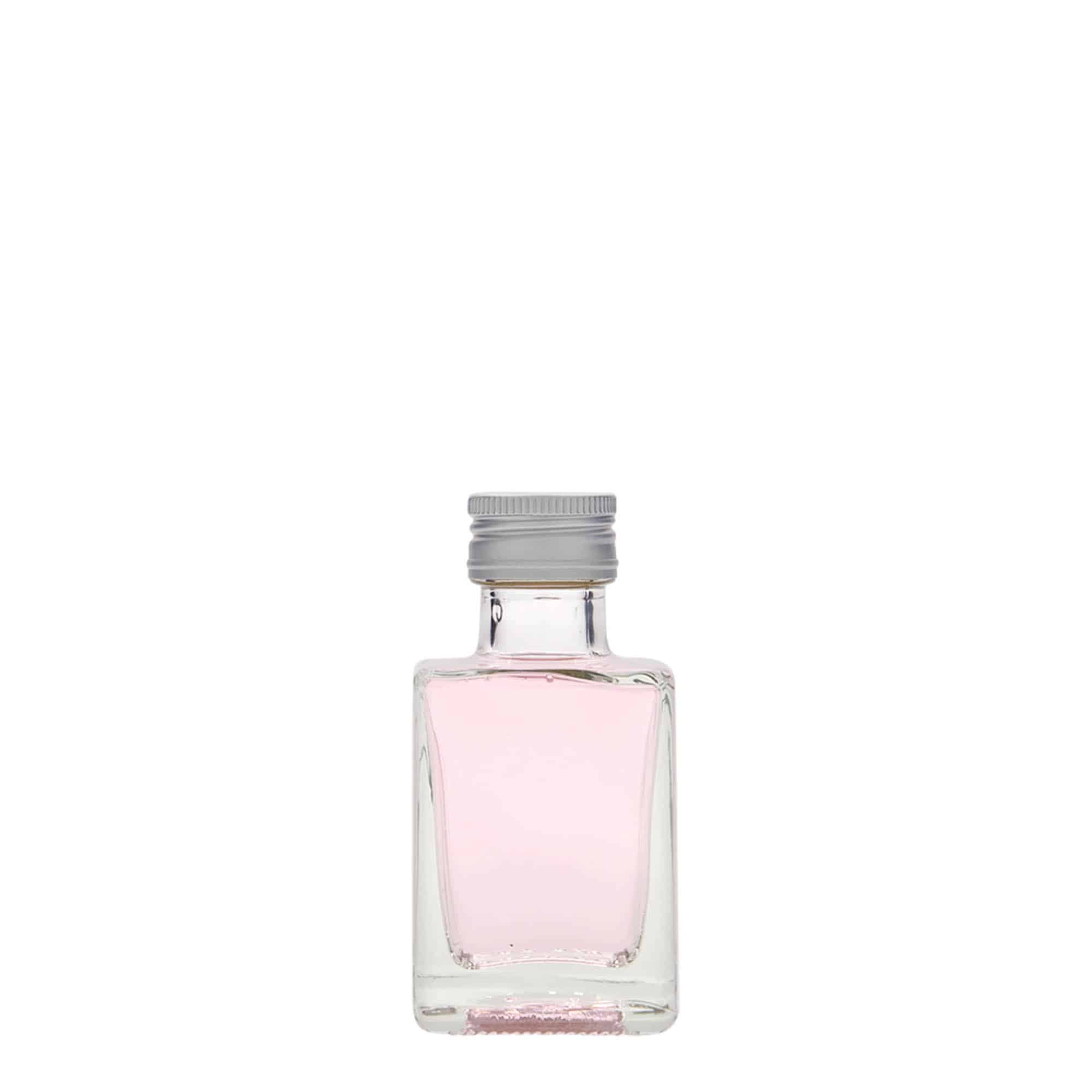 Glazen fles 'Cube', 50 ml, vierkant, monding: PP 24
