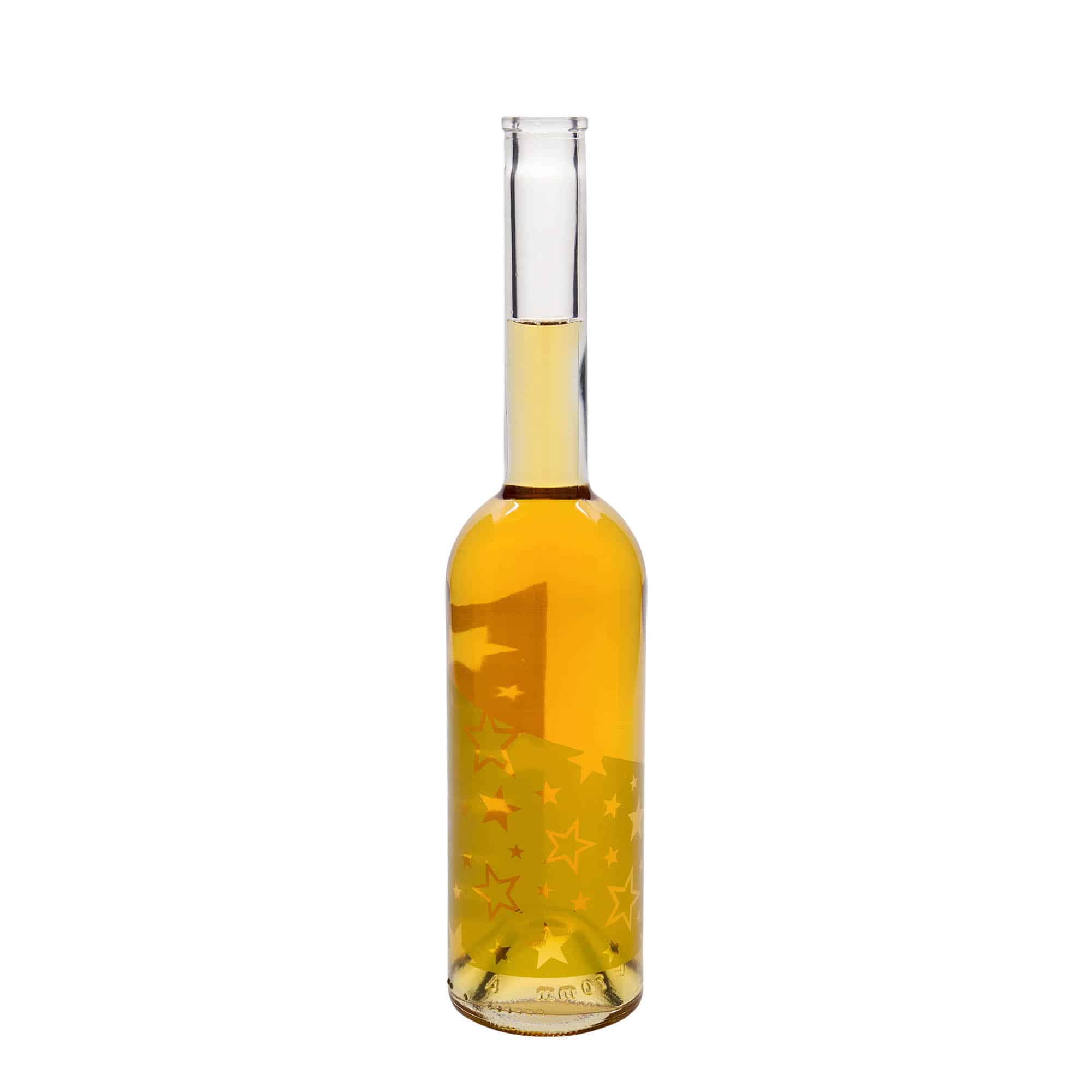 Glazen fles 'Opera', 500 ml, motief: Gouden sterren, monding: kurk