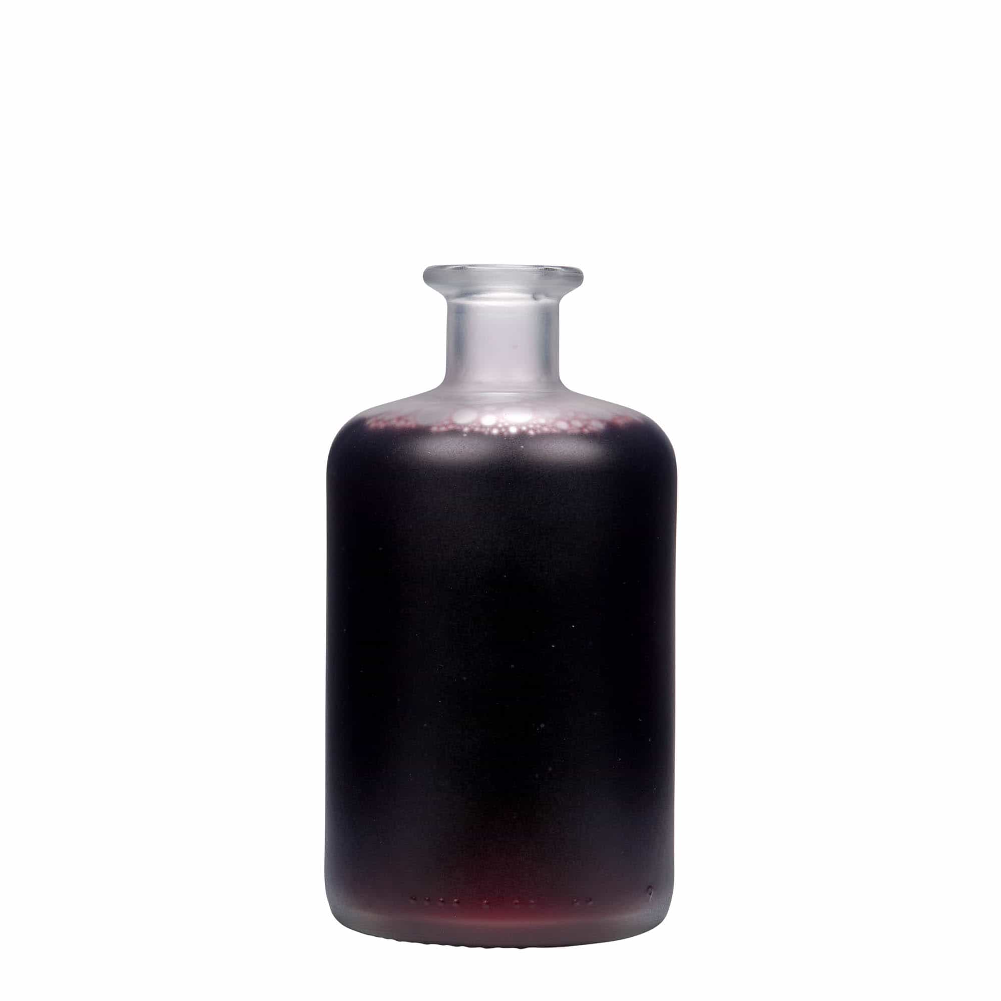Glazen fles Apotheker, 500 ml, gematteerd, monding: kurk
