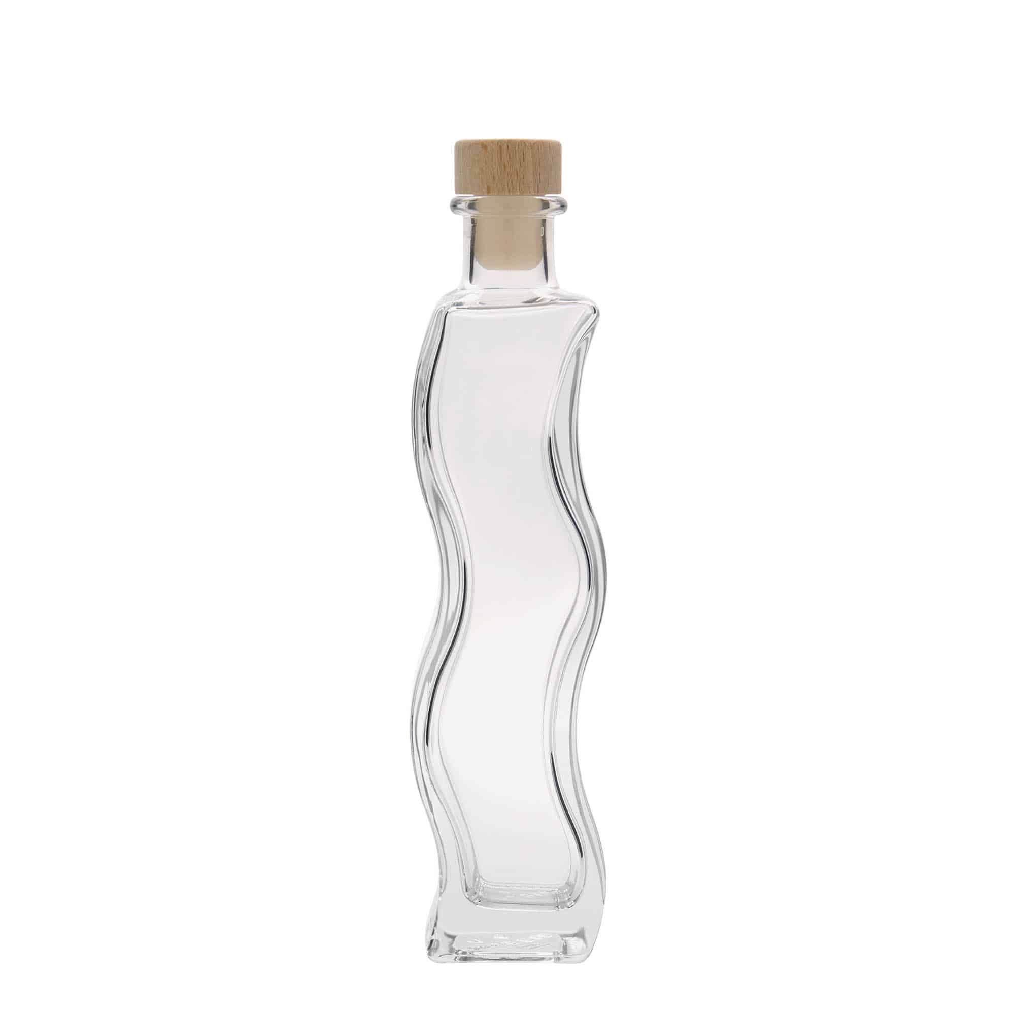Glazen fles 'Golf', 200 ml, vierkant, monding: kurk