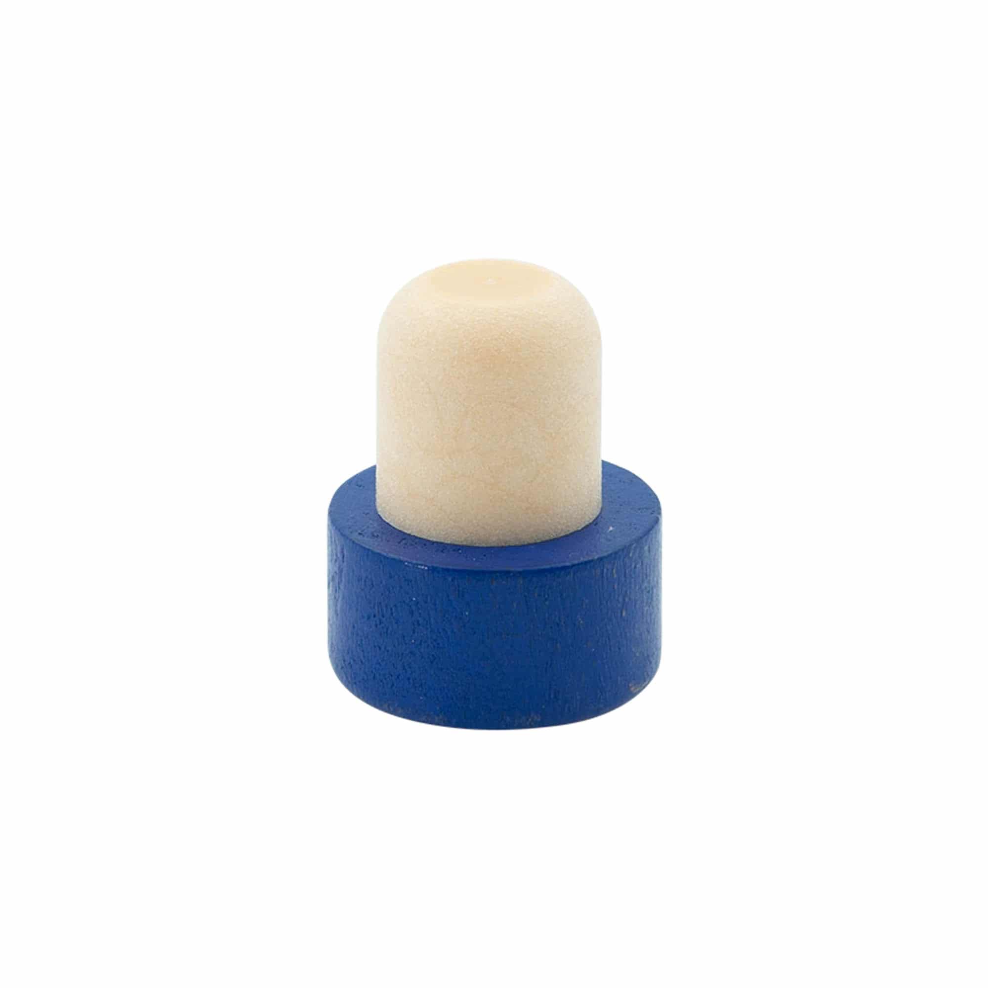 Dopkurk, 19 mm, hout, blauw, voor monding: kurk