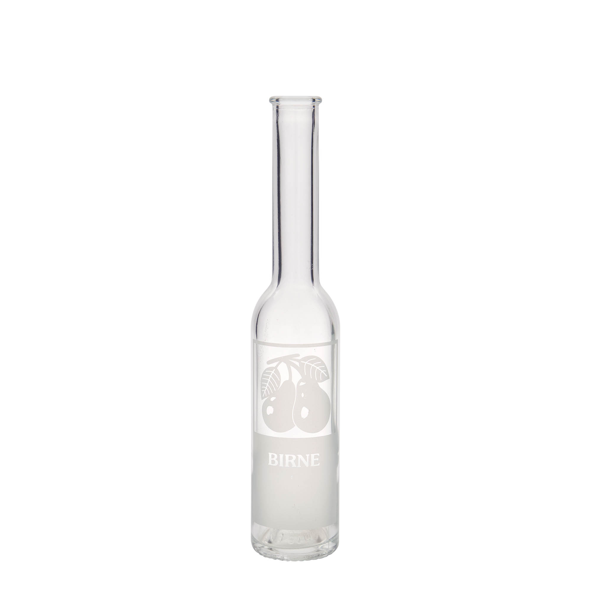 Glazen fles 'Opera', 200 ml, motief: Peer, monding: kurk