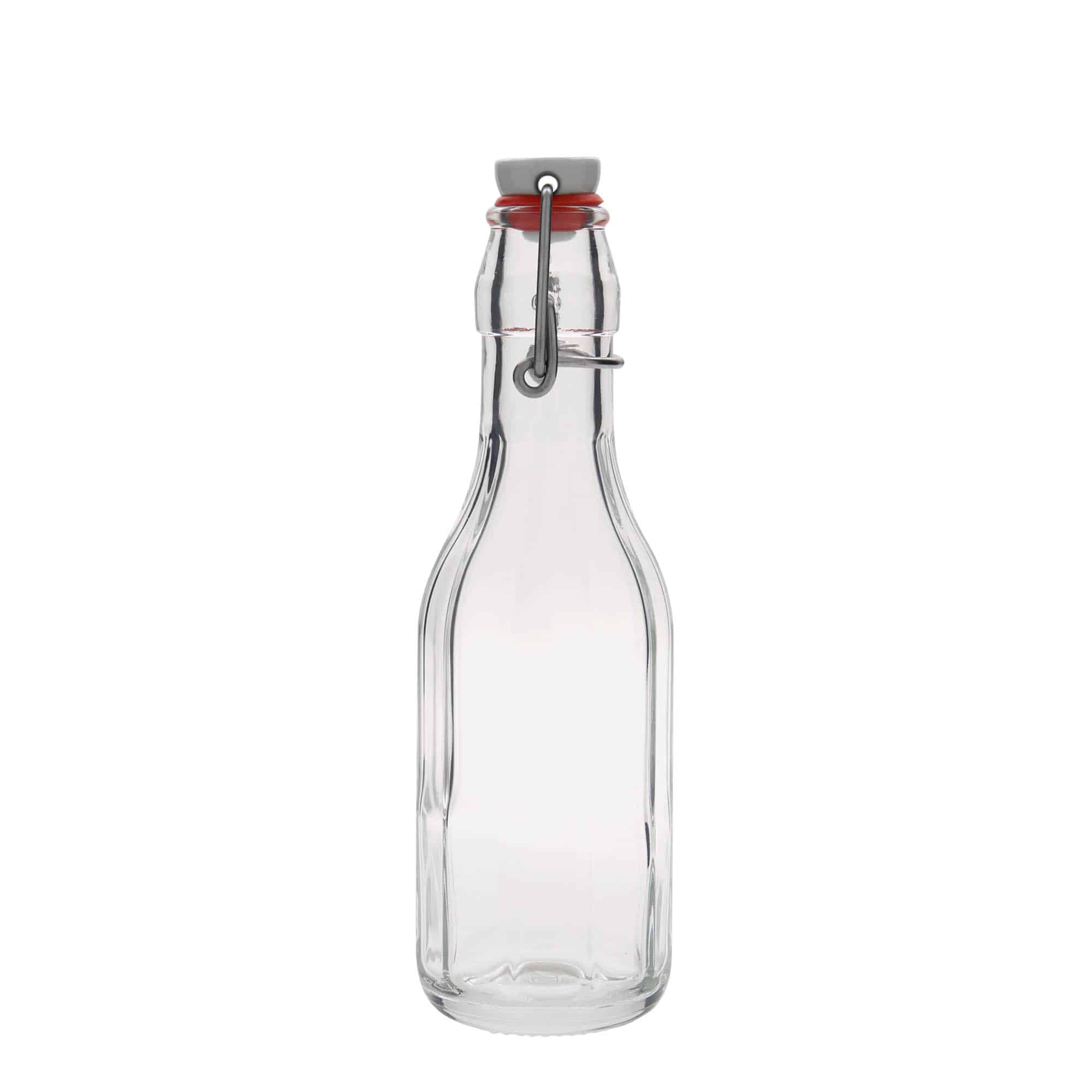 Glazen fles 'Bravo', 250 ml, tienhoekig, monding: beugelsluiting