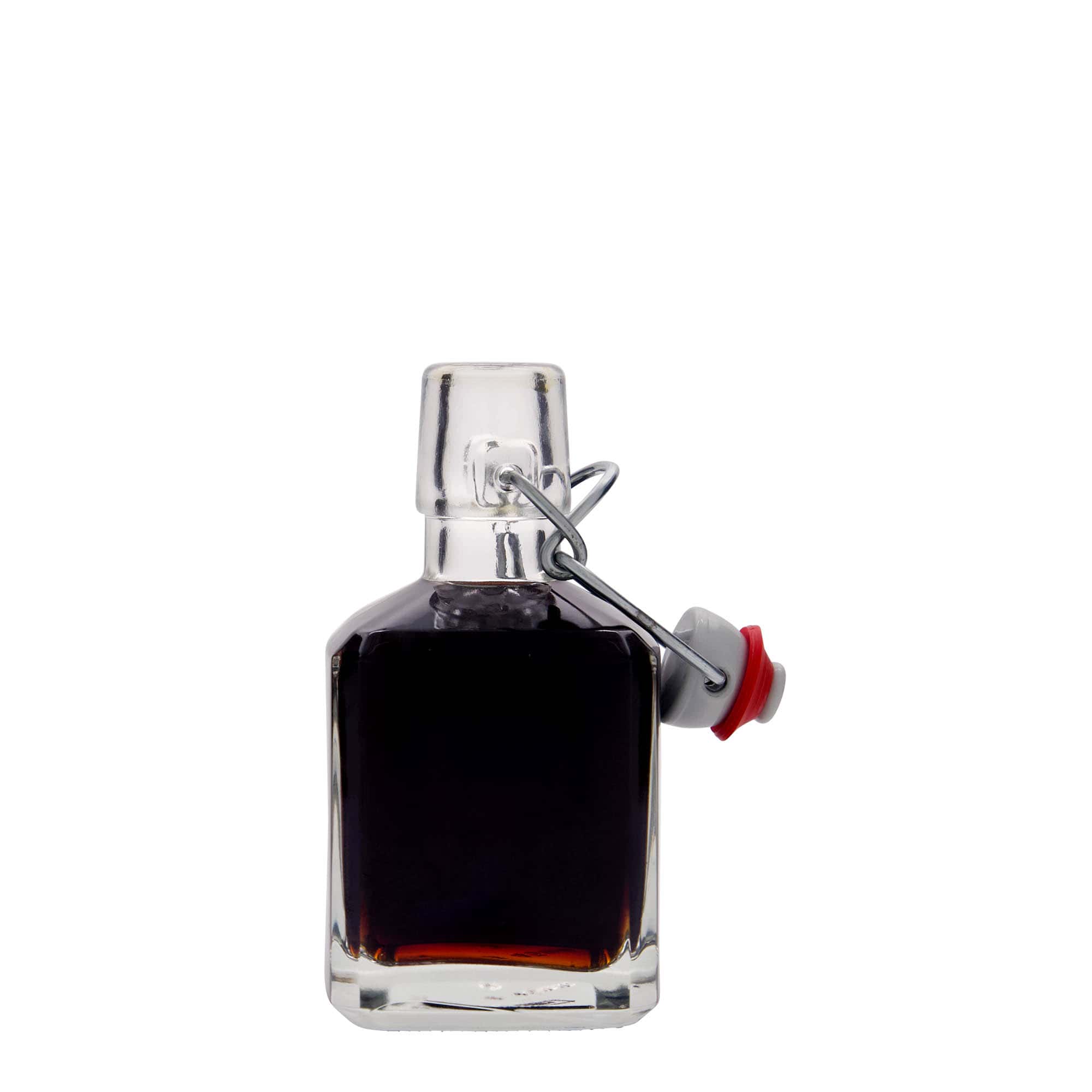 Glazen fles 'Kubica', 200 ml, vierkant, monding: beugelsluiting