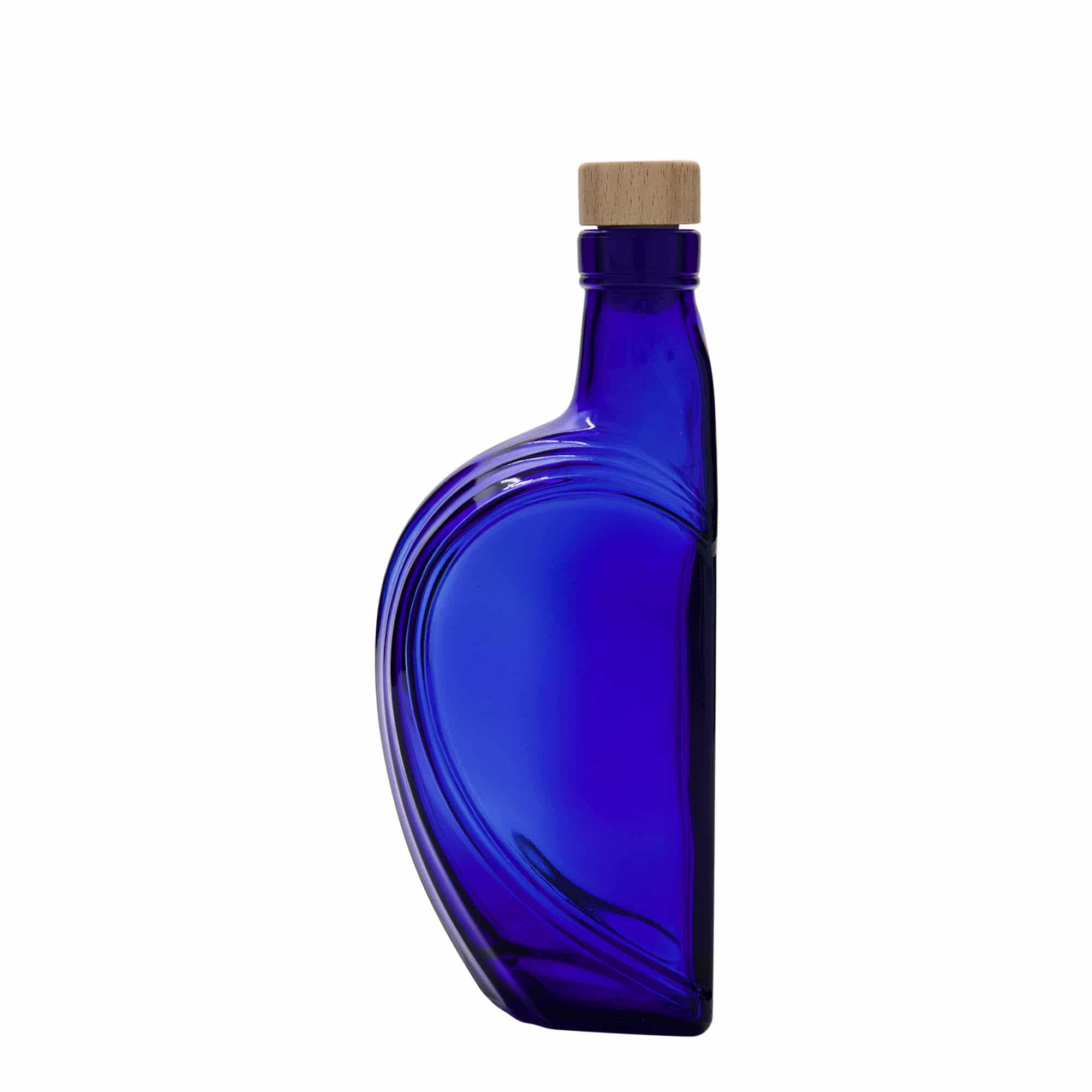 Glazen fles 'Sweethearts', 375 ml, rechthoekig, koningsblauw, monding: kurk