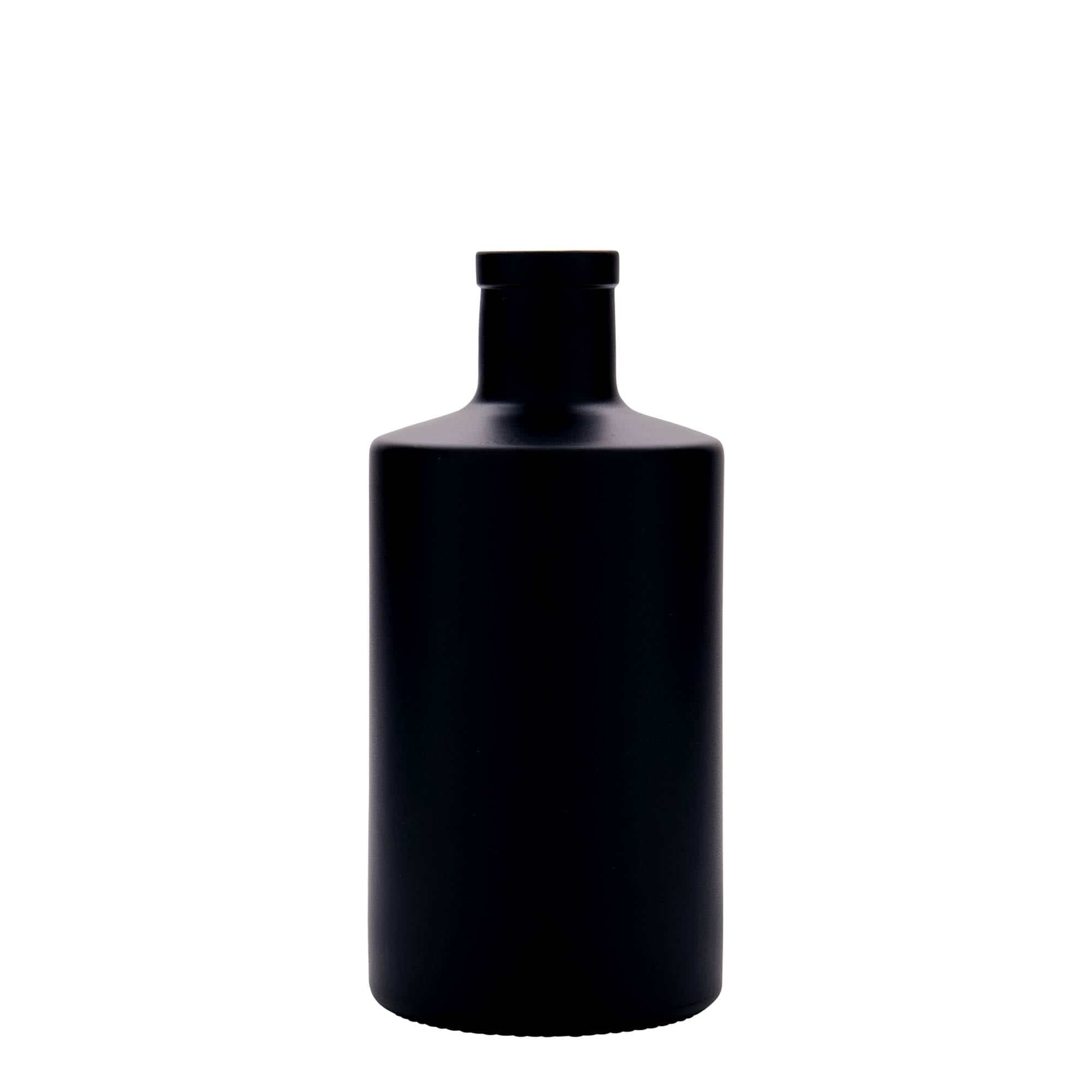 Glazen fles 'Caroline', 500 ml, zwart, monding: kurk