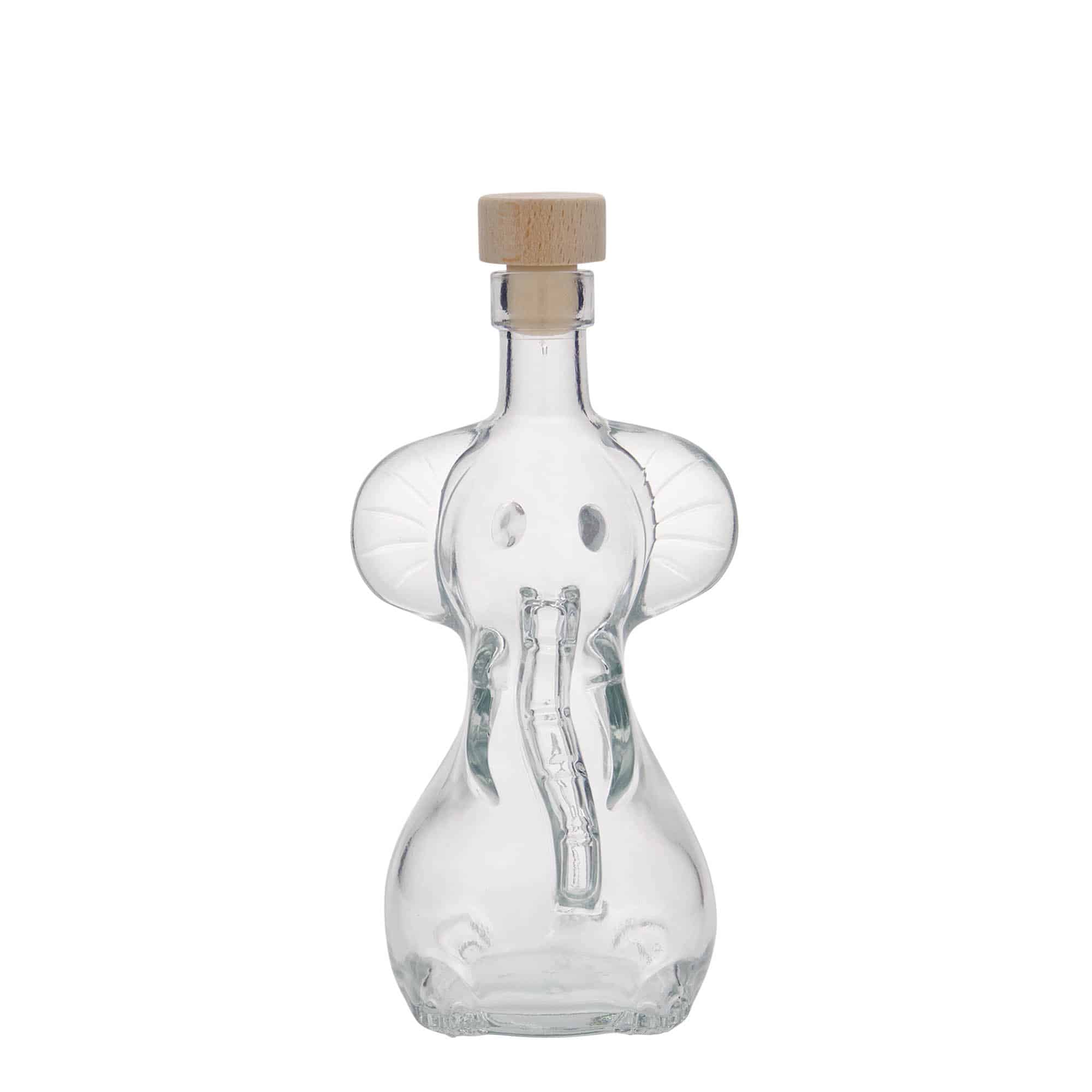 Glazen fles 'Olifant', 200 ml, monding: kurk