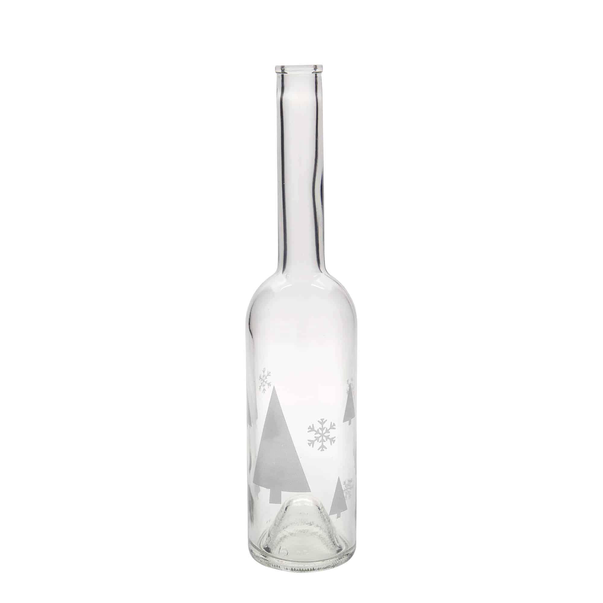 Glazen fles 'Opera', 500 ml, motief: Sneeuwvlokken, monding: kurk