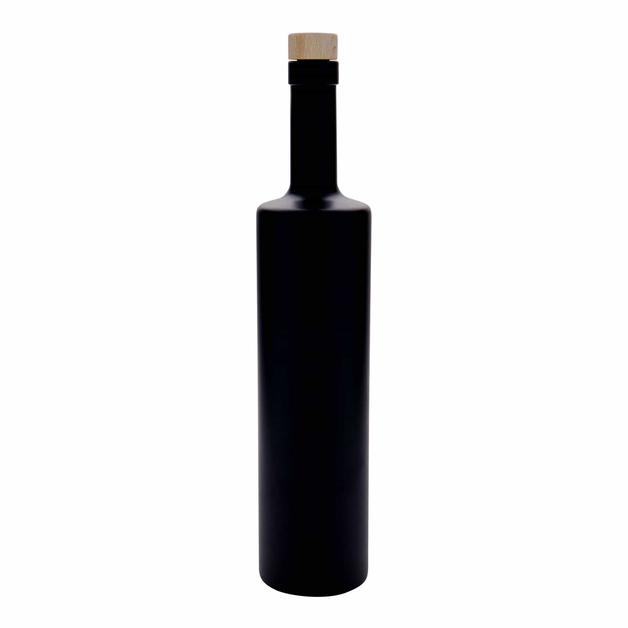 Glazen fles 'Centurio', 700 ml, zwart, monding: kurk
